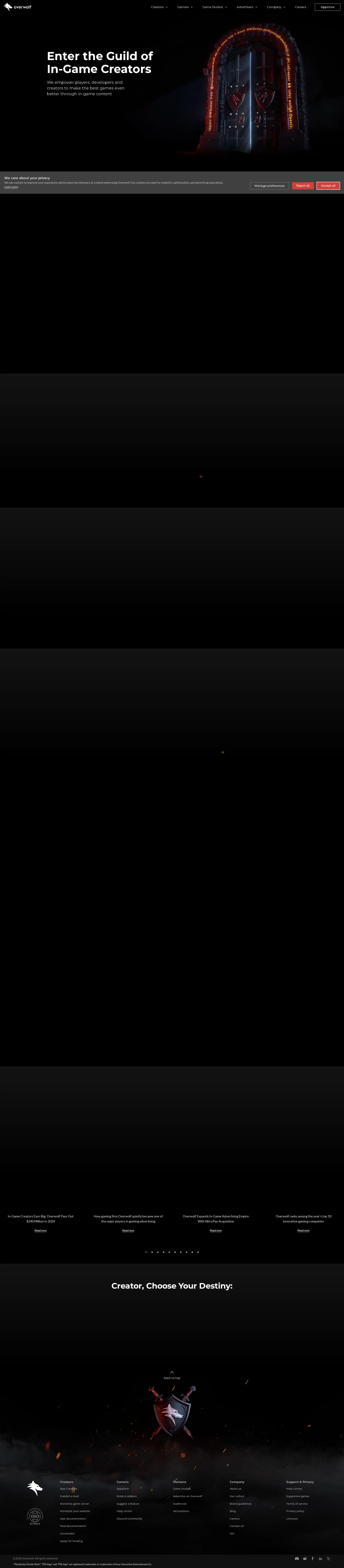 Overwolf pricing page screenshot