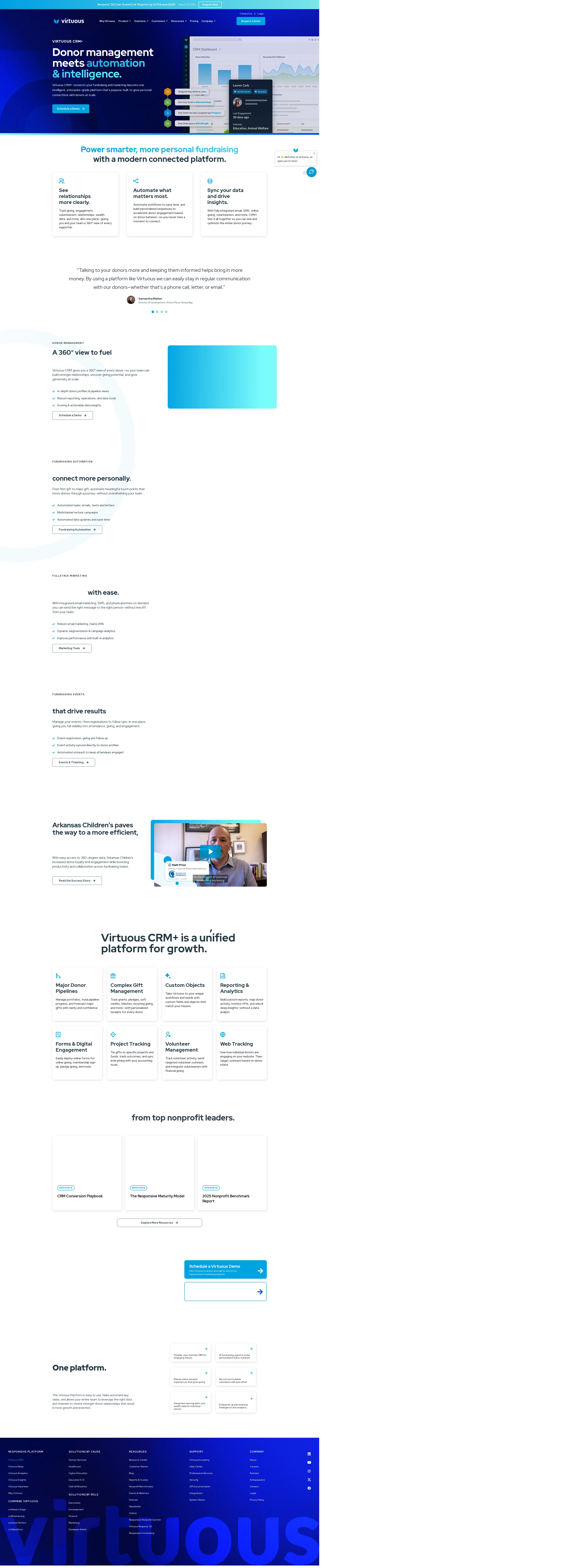 Virtuous CRM pricing page screenshot
