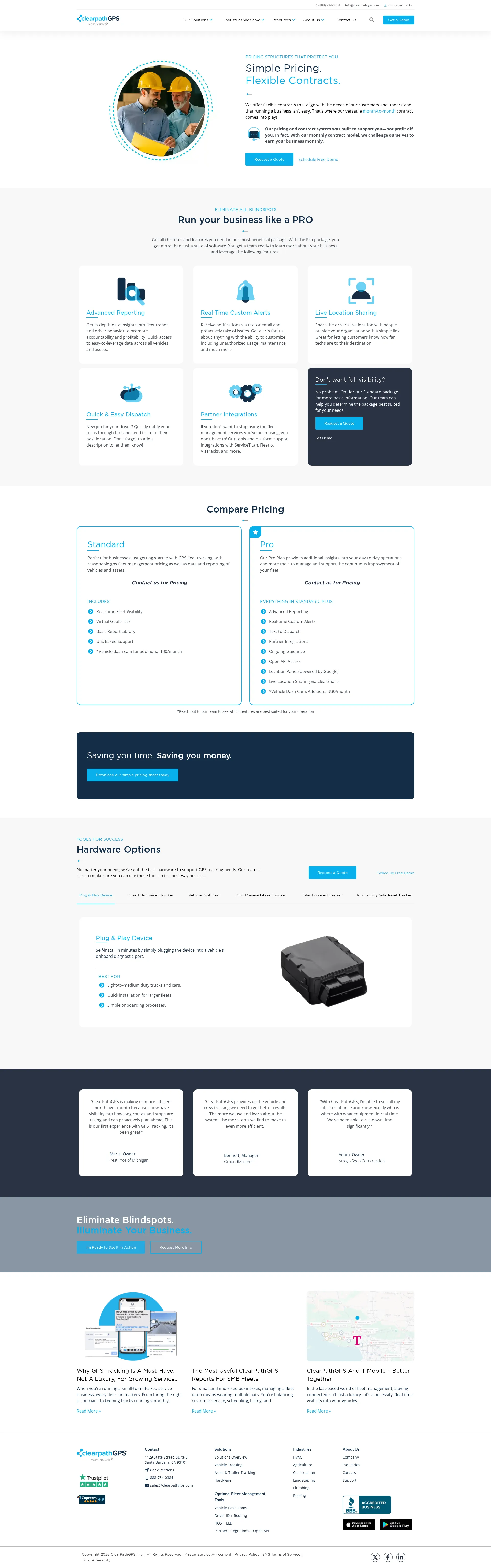 ClearPathGPS pricing page screenshot