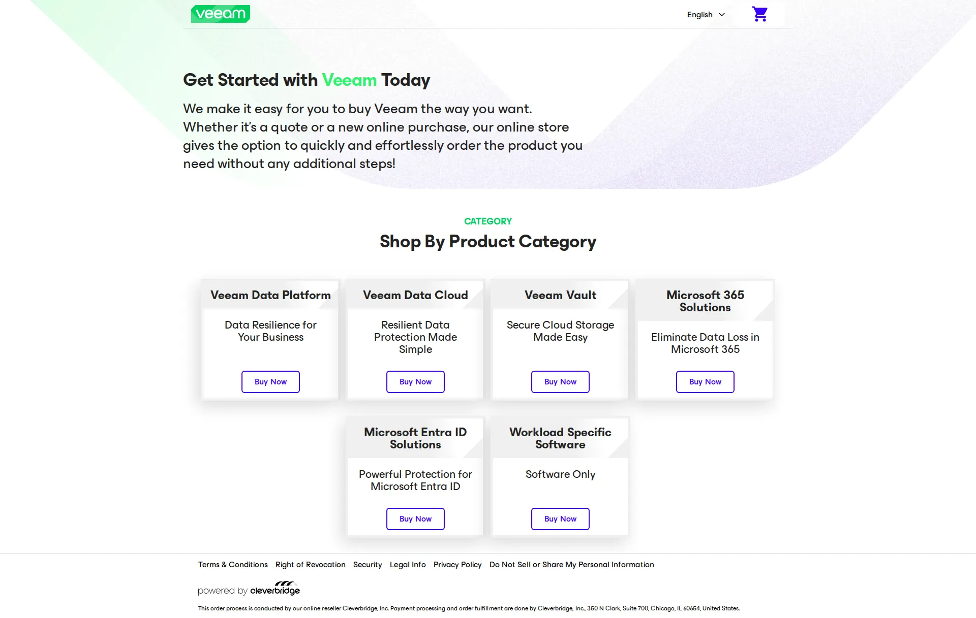 Veeam Backup pricing page screenshot