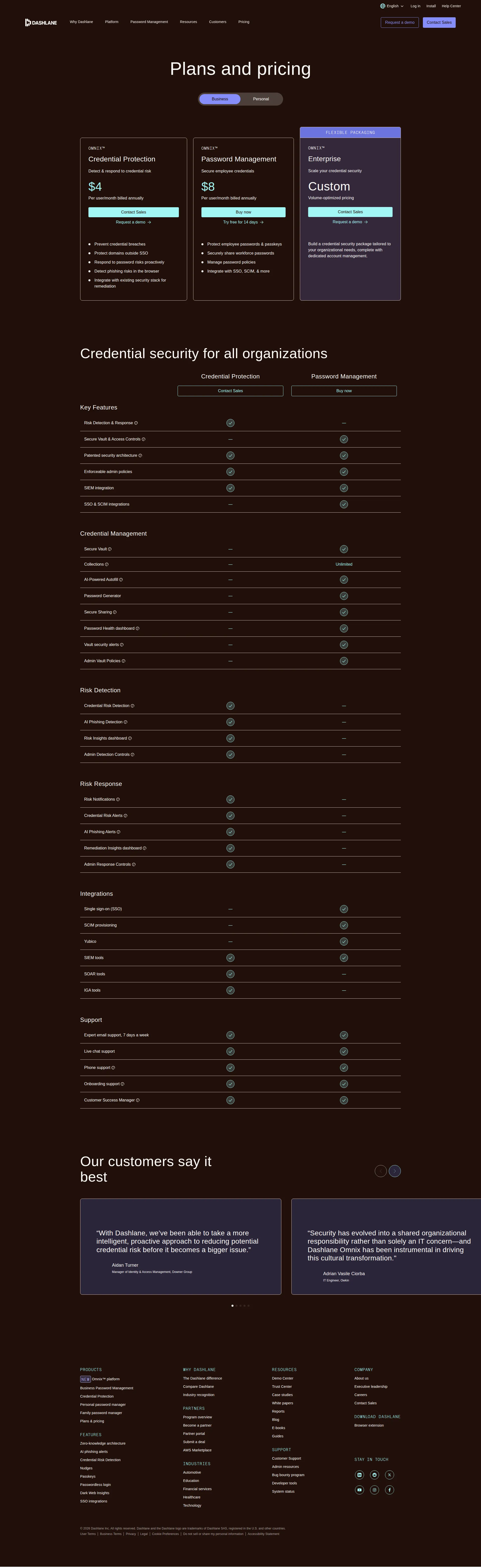 Dashlane pricing page screenshot
