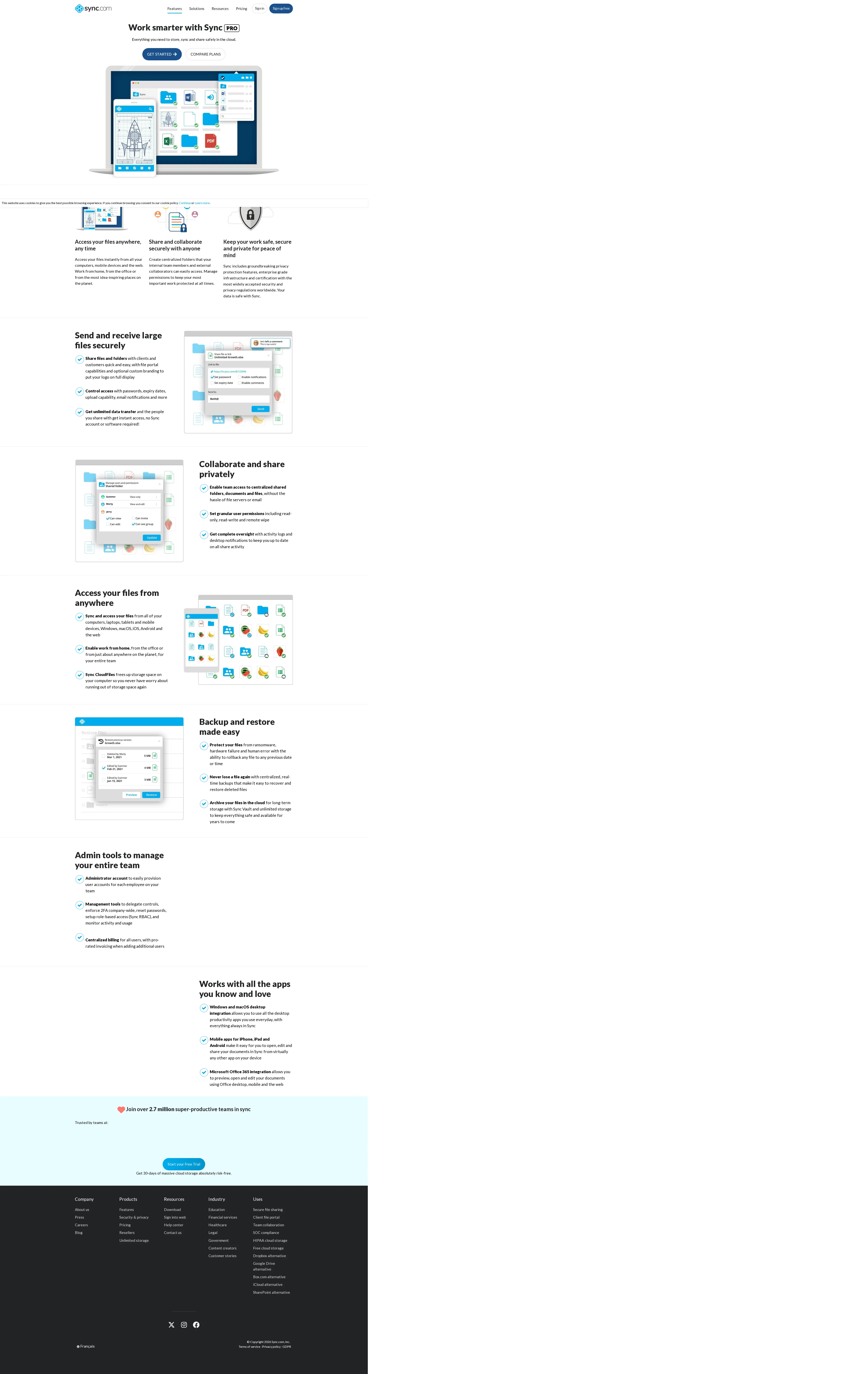 Sync.com Business pricing page screenshot