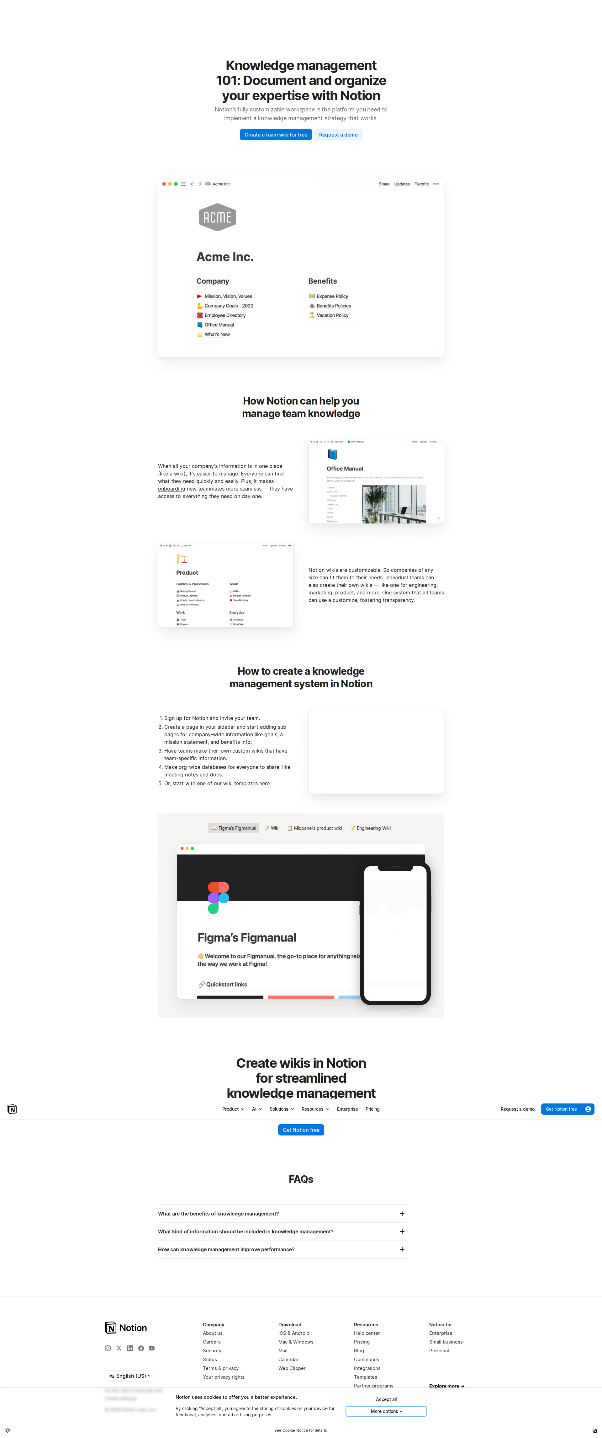 Notion Knowledge Base pricing page screenshot
