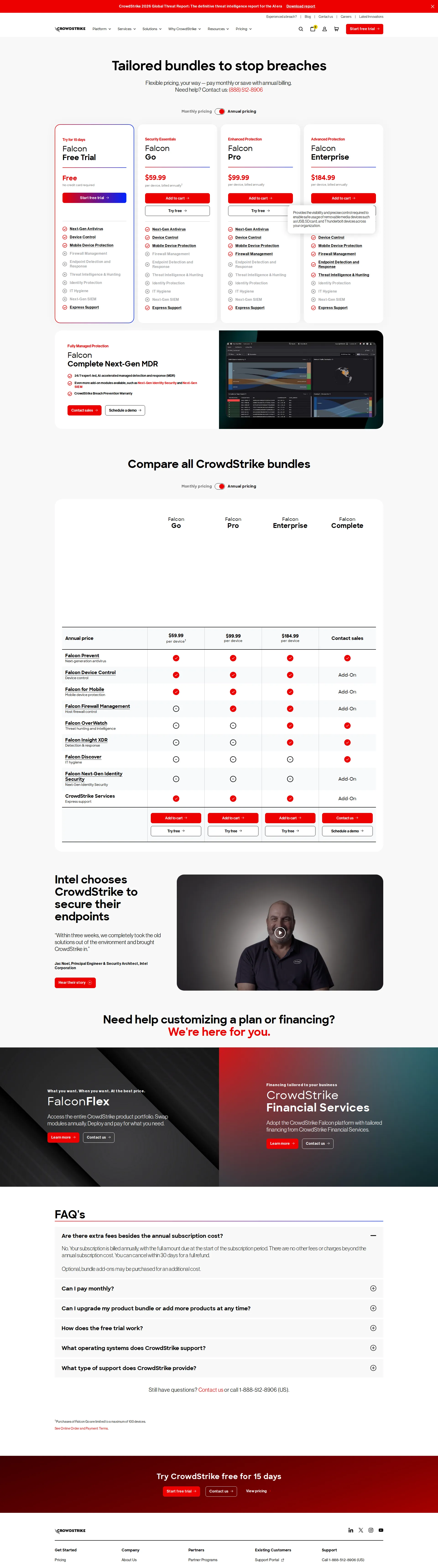 CrowdStrike pricing page screenshot