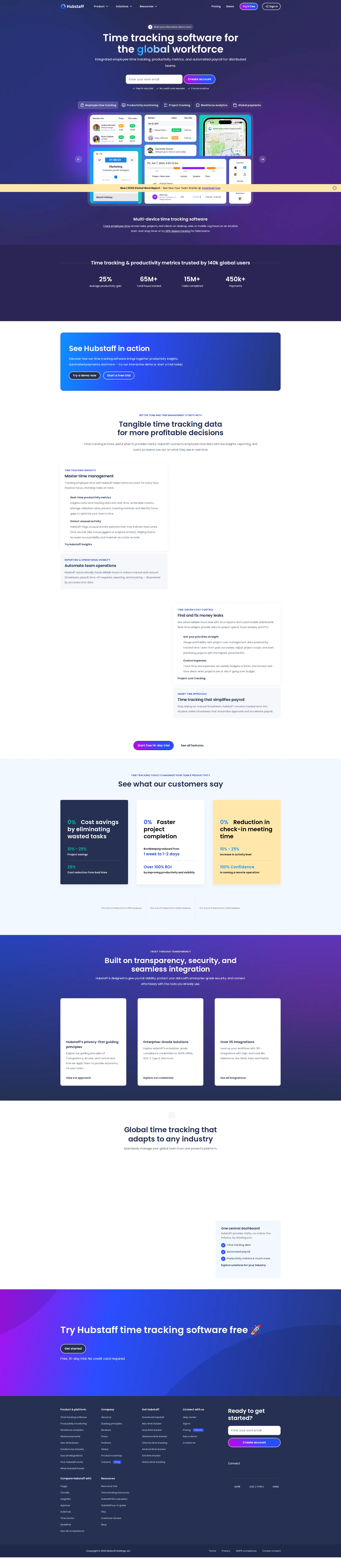 Hubstaff Time pricing page screenshot