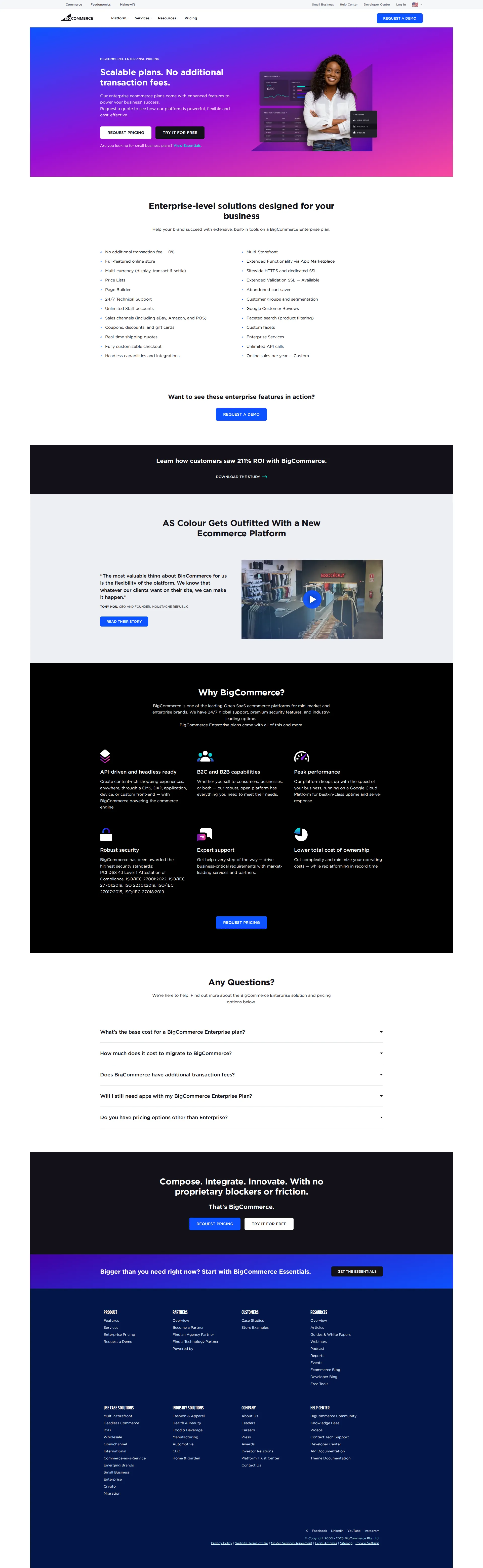 BigCommerce pricing page screenshot