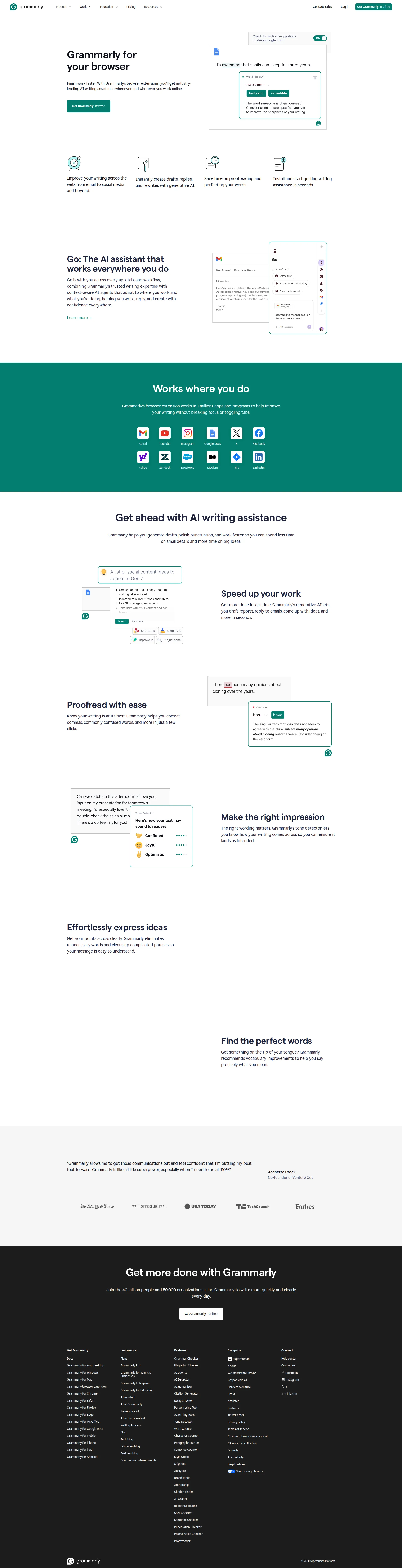 Grammarly Extension pricing page screenshot