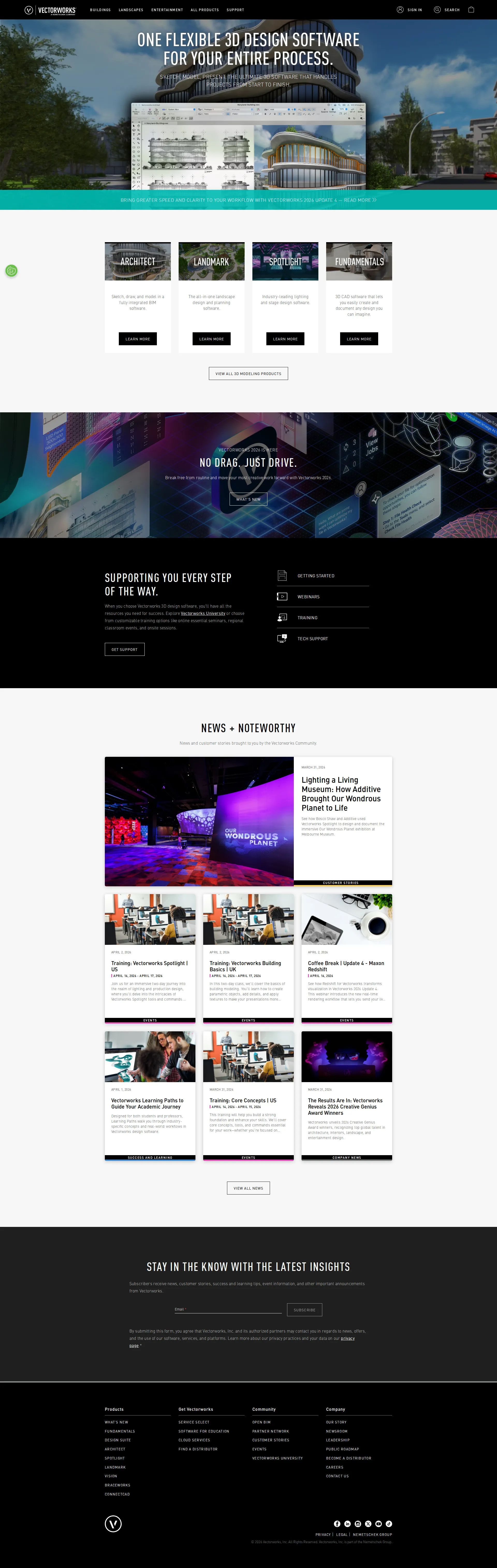 Vectorworks Pro pricing page screenshot