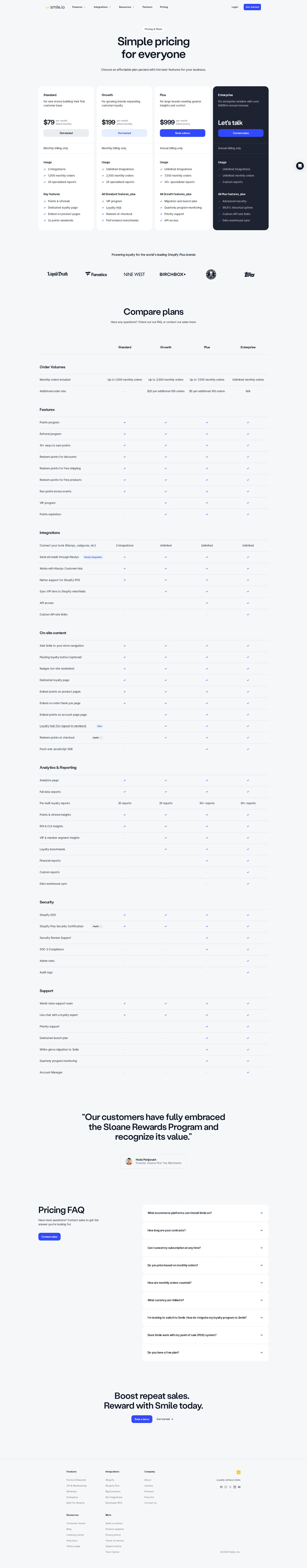 Smile.io Pro pricing page screenshot