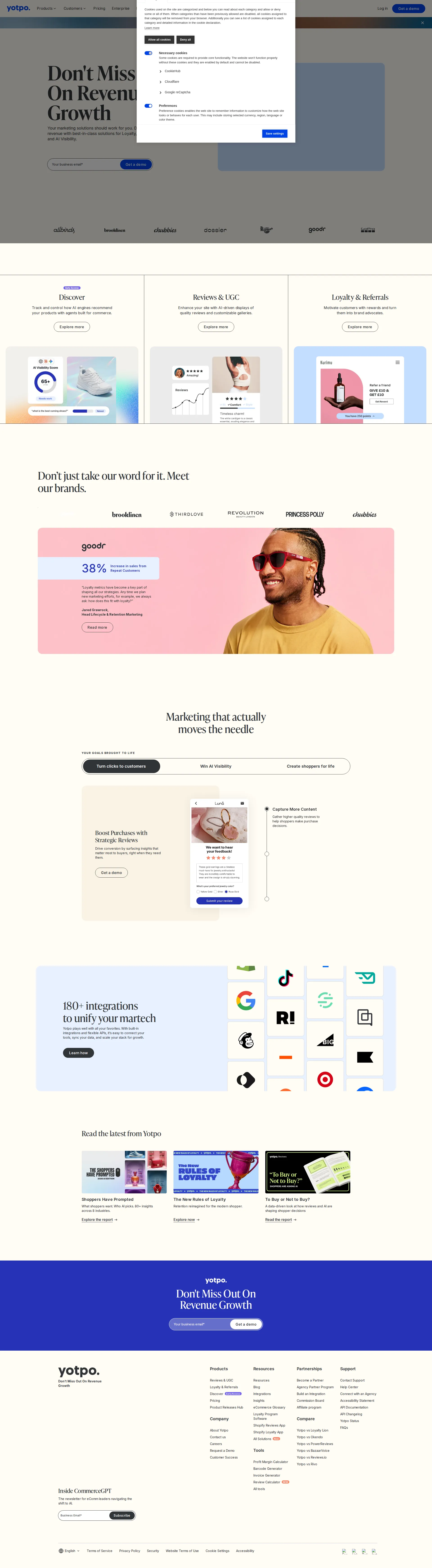 Yotpo Loyalty pricing page screenshot