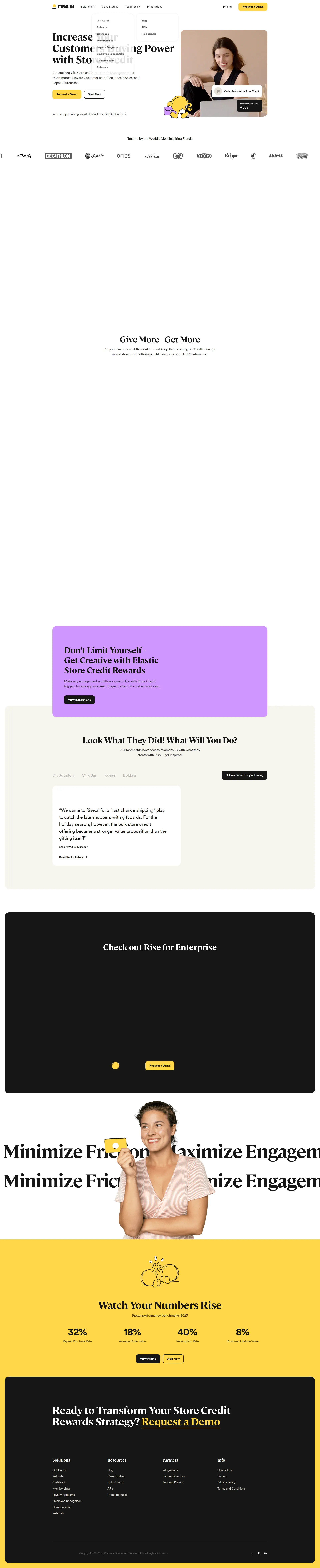 Rise.ai Loyalty pricing page screenshot