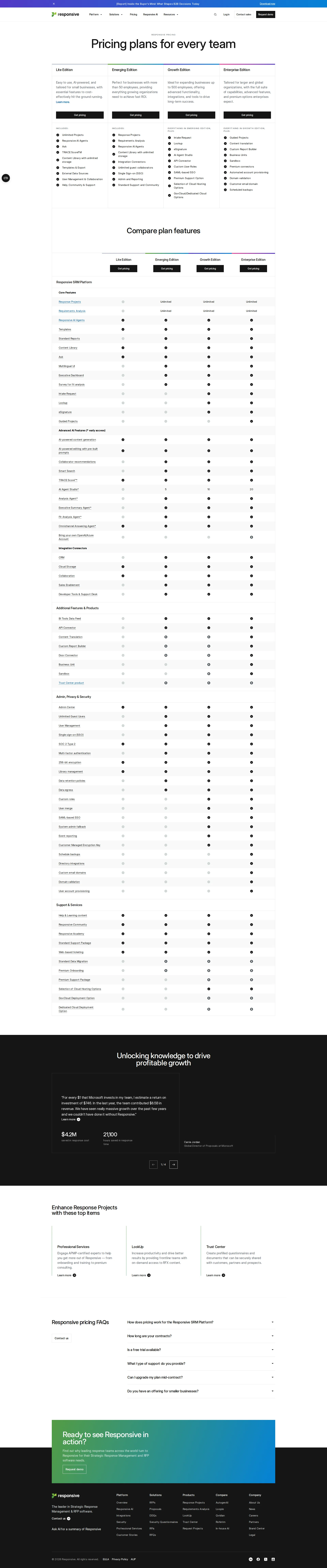 Responsive RFP pricing page screenshot