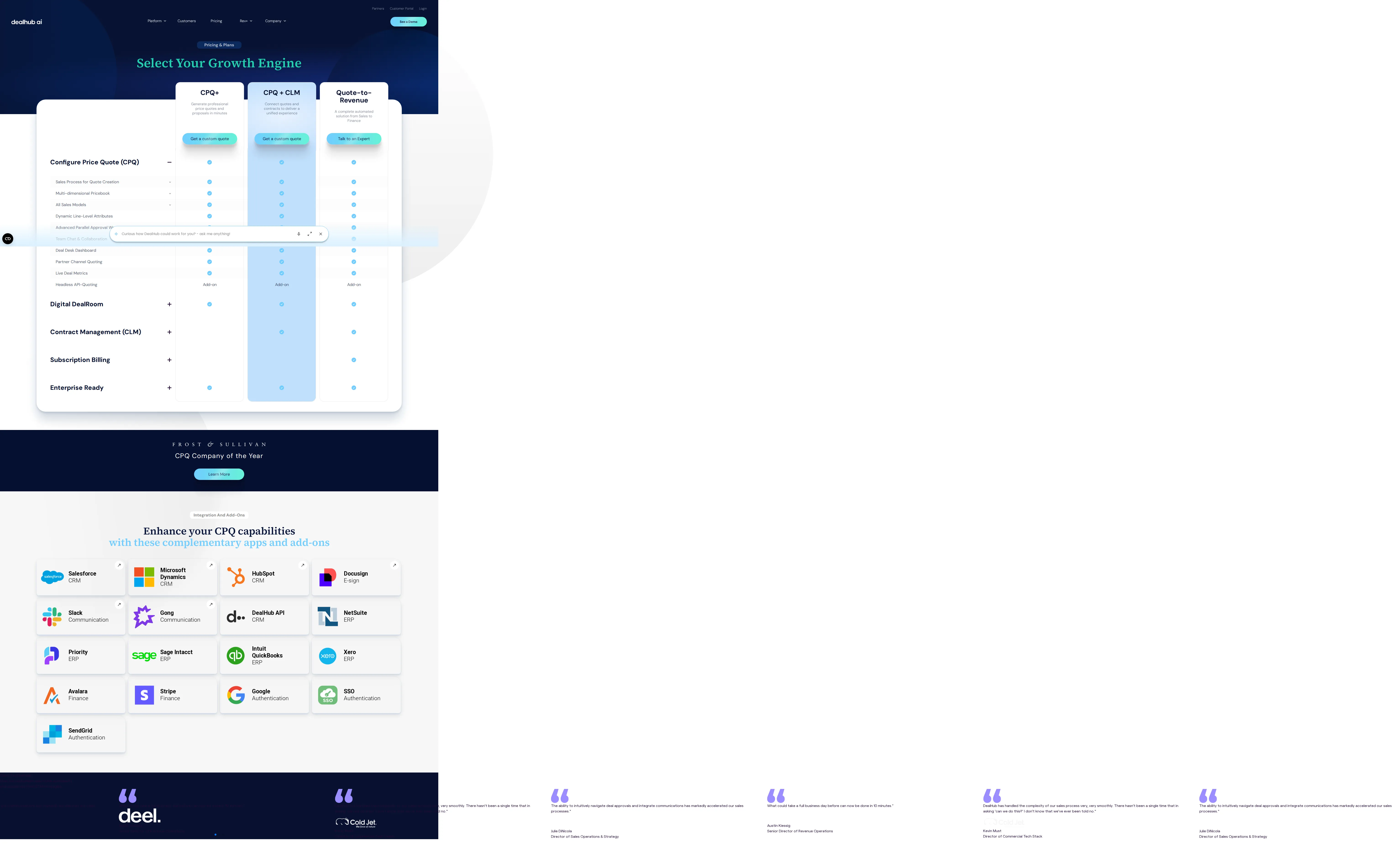 DealHub CPQ pricing page screenshot