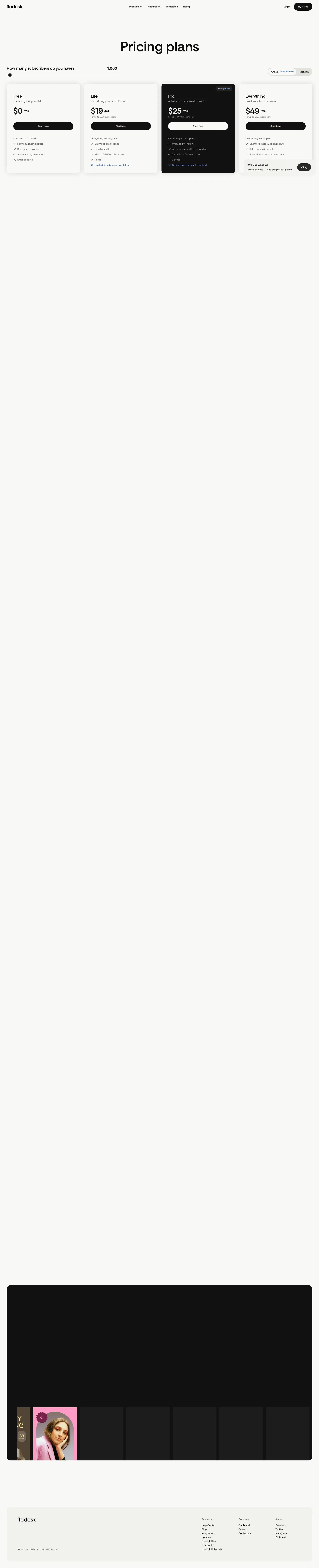 Flodesk pricing page screenshot