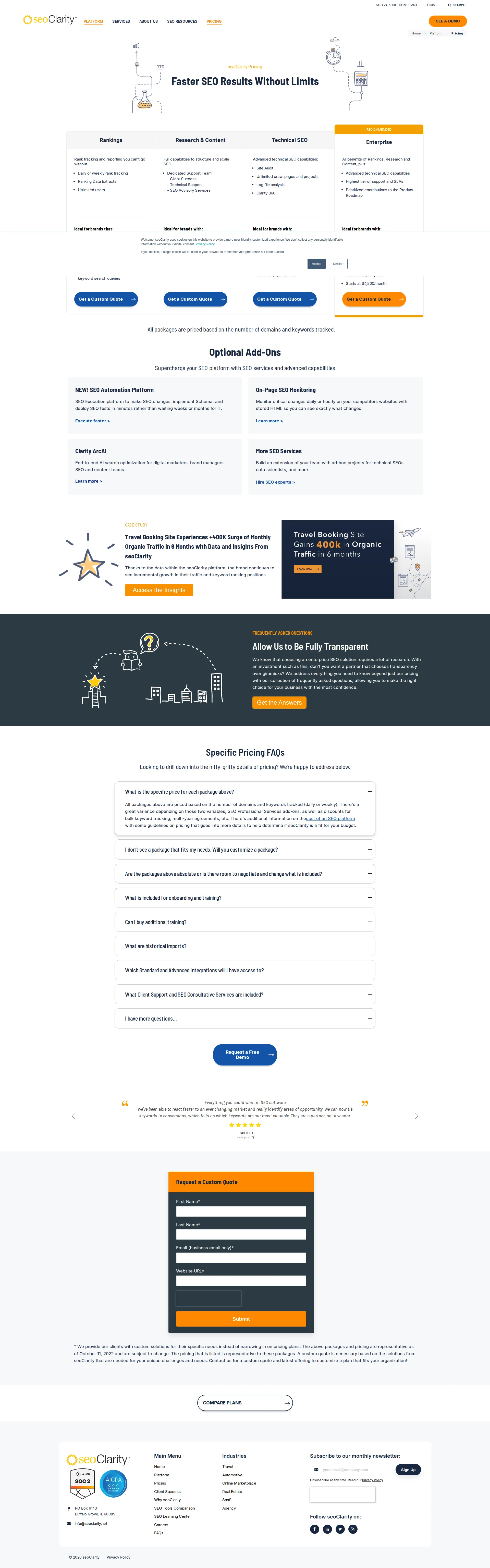 seoClarity pricing page screenshot