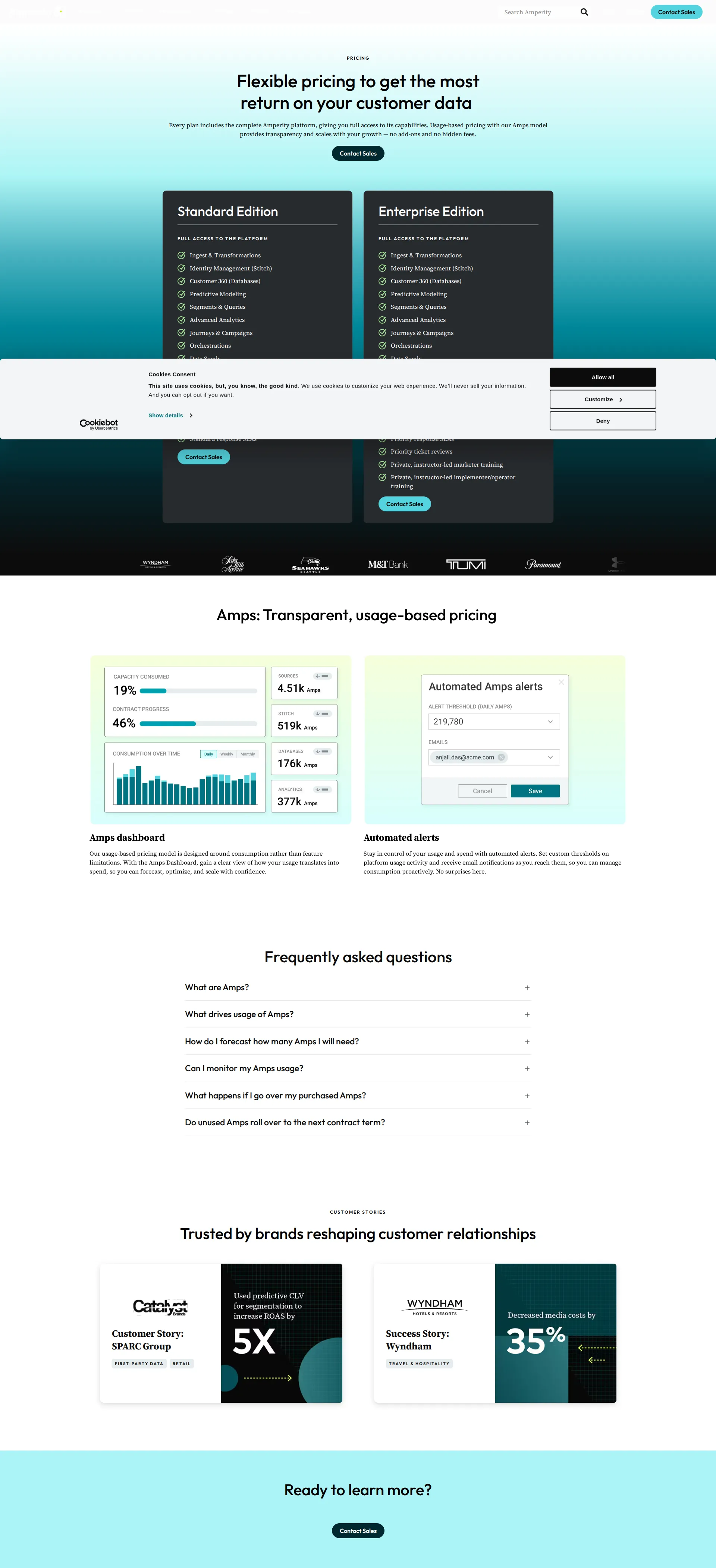 Amperity pricing page screenshot
