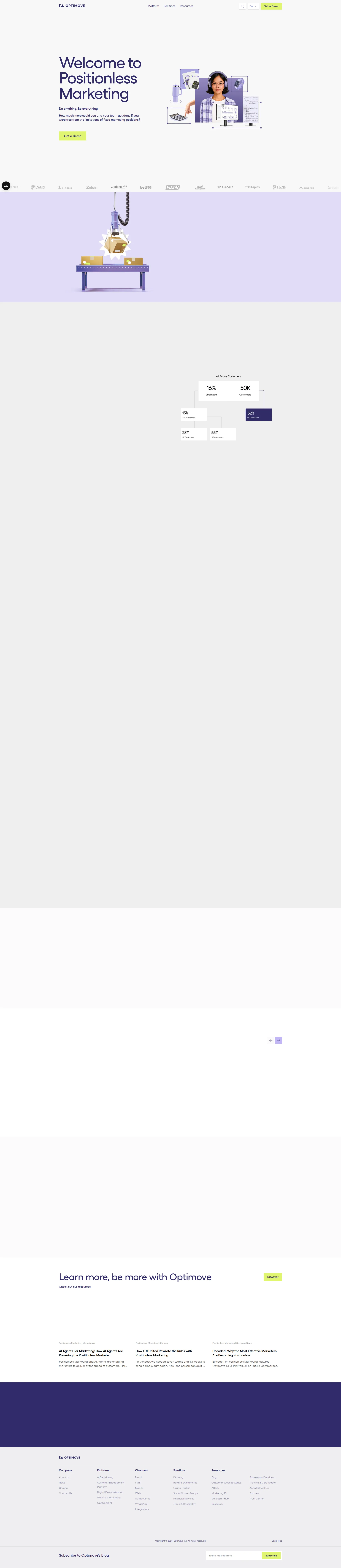Optimove pricing page screenshot