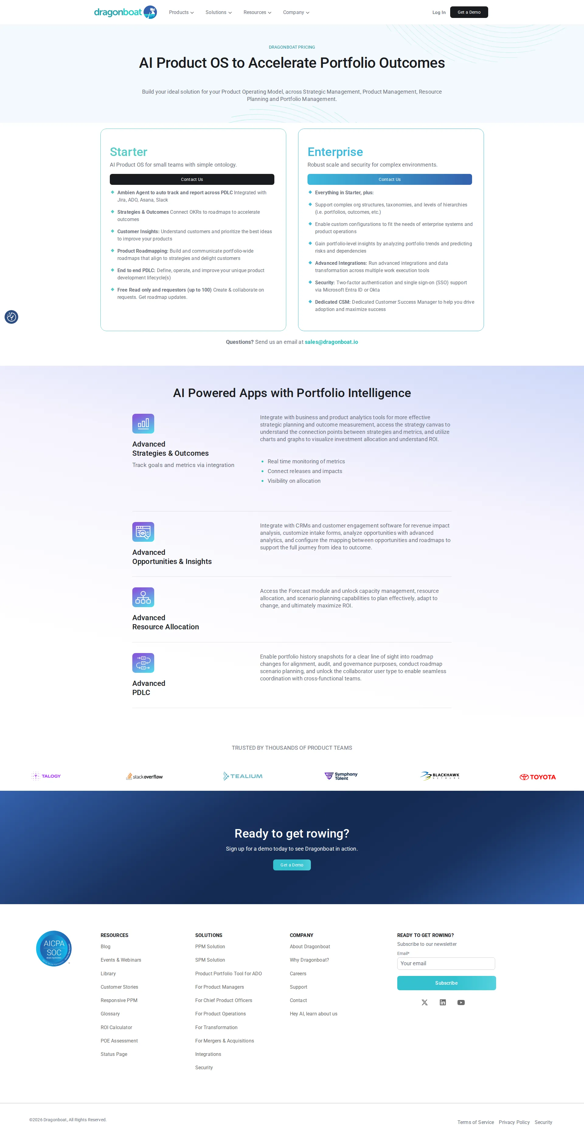 Dragonboat pricing page screenshot