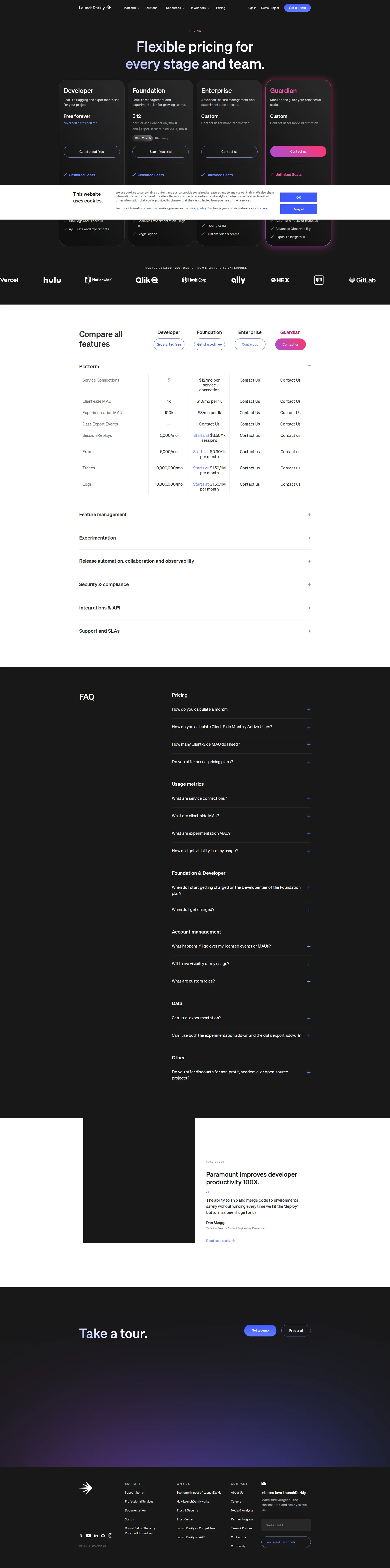 LaunchDarkly pricing page screenshot