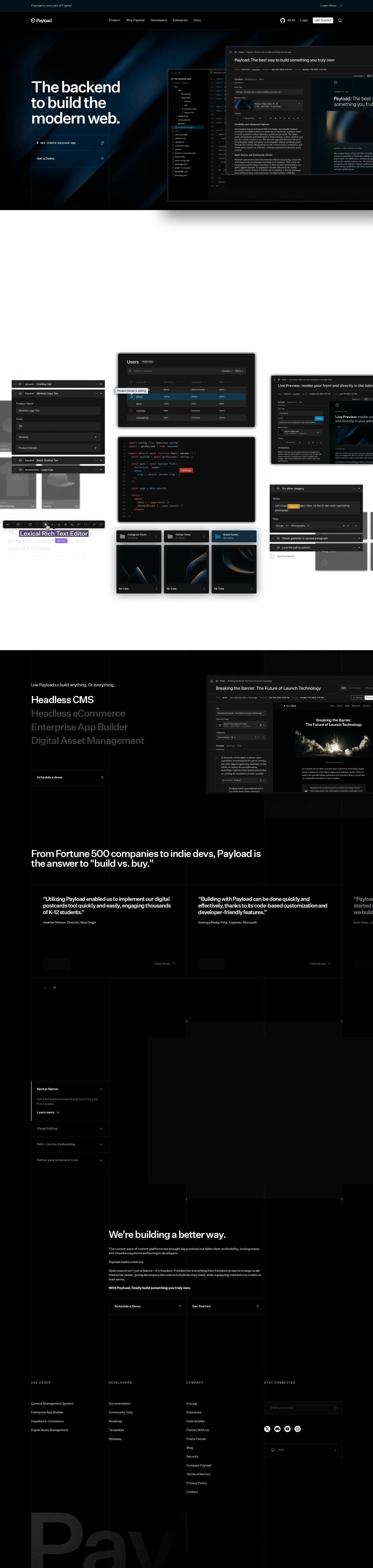 Payload CMS pricing page screenshot