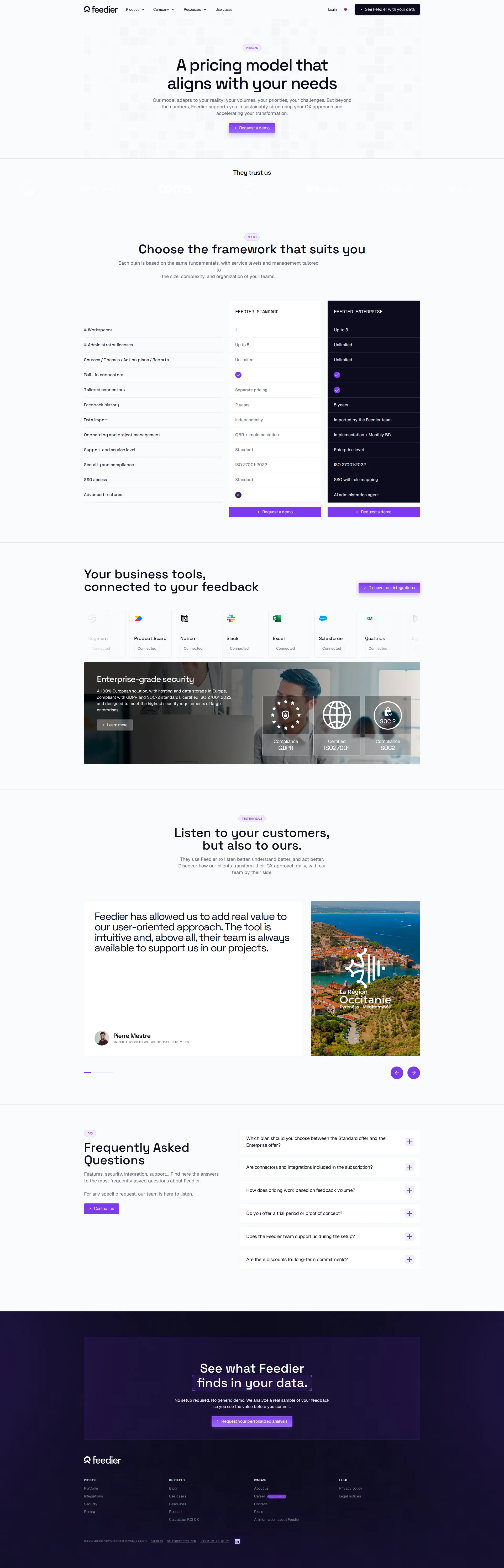 Feedier pricing page screenshot