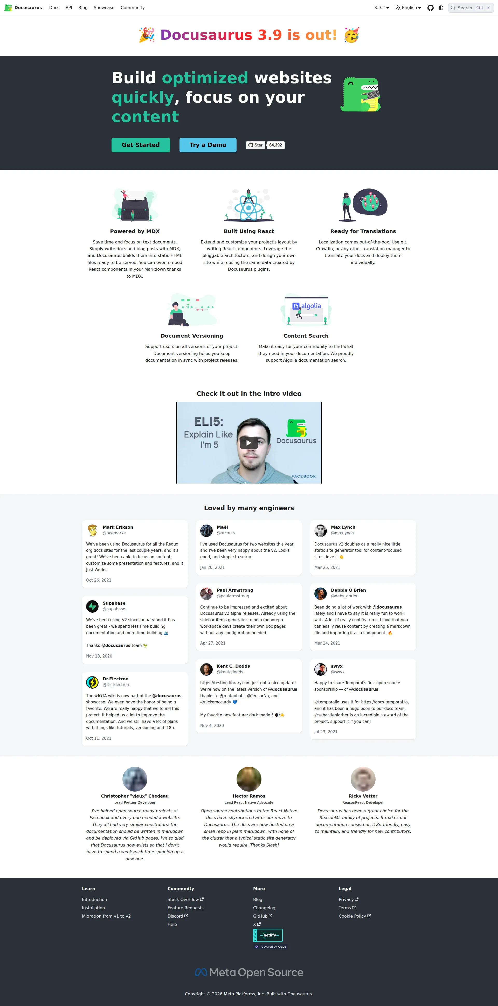 Docusaurus Pro pricing page screenshot
