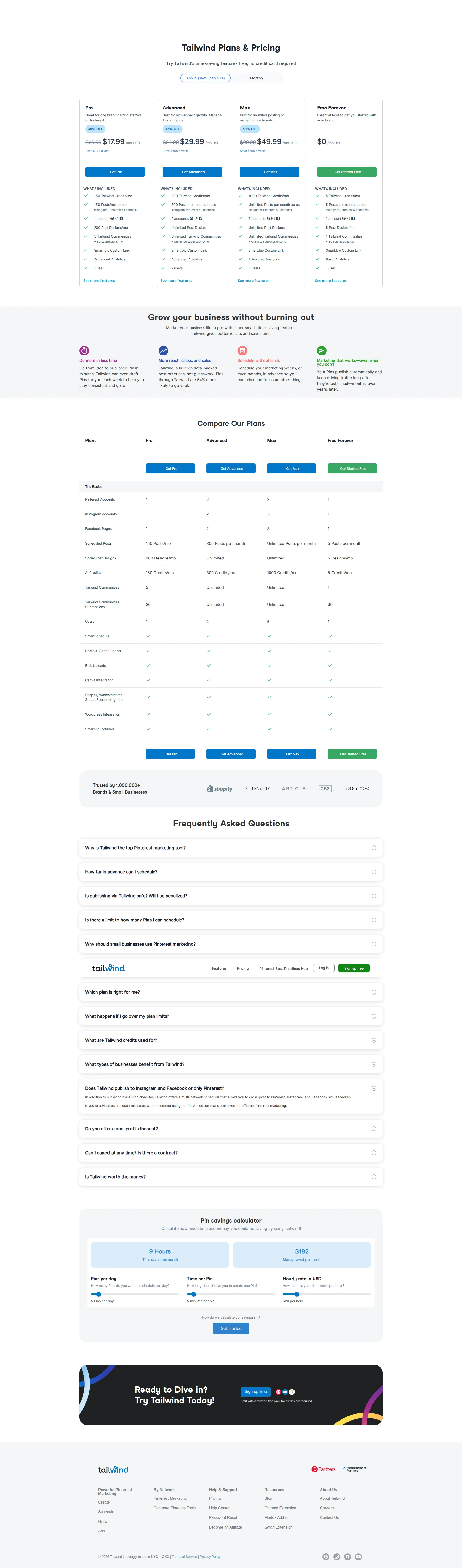 Tailwind pricing page screenshot