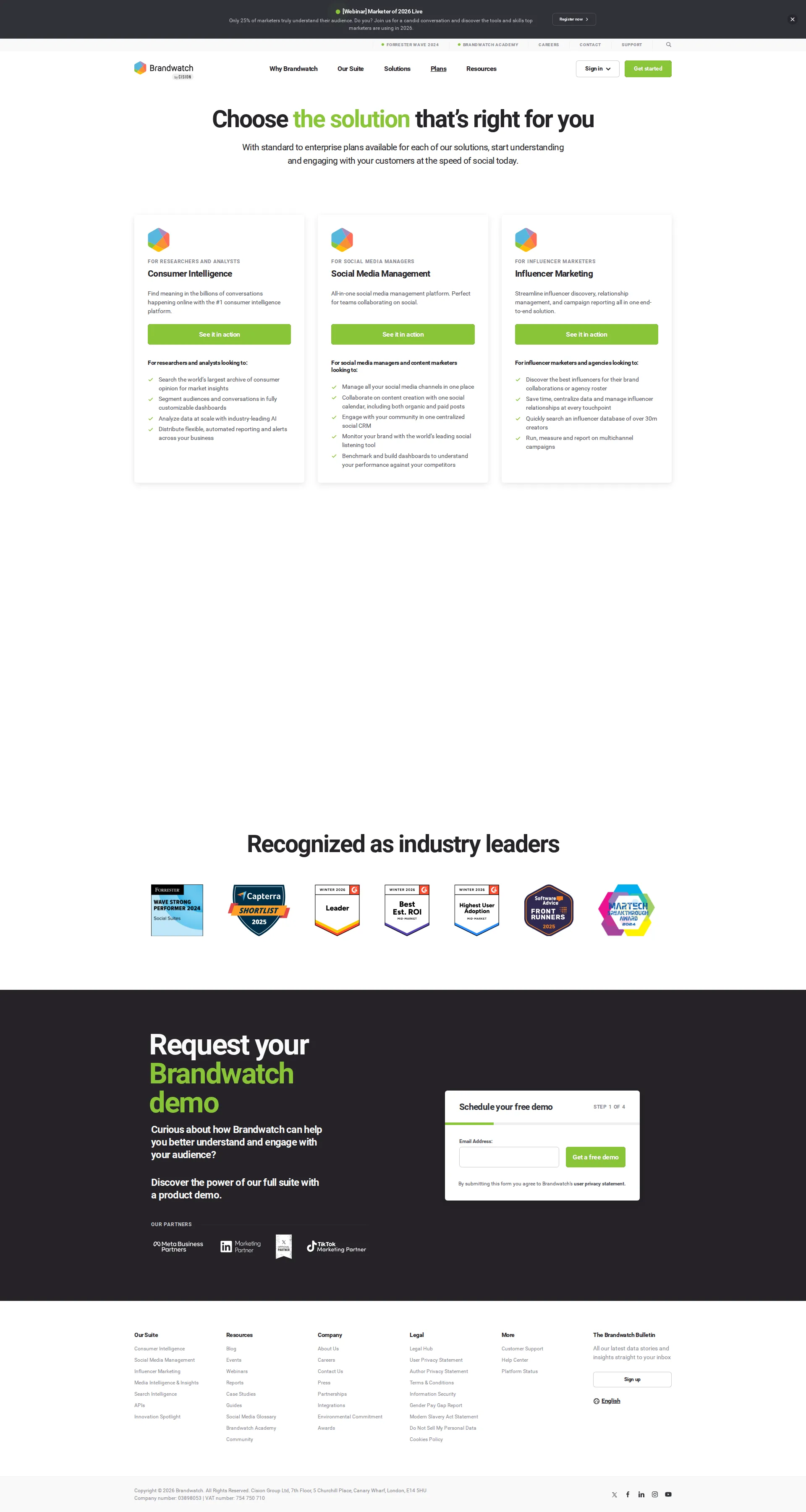Brandwatch pricing page screenshot