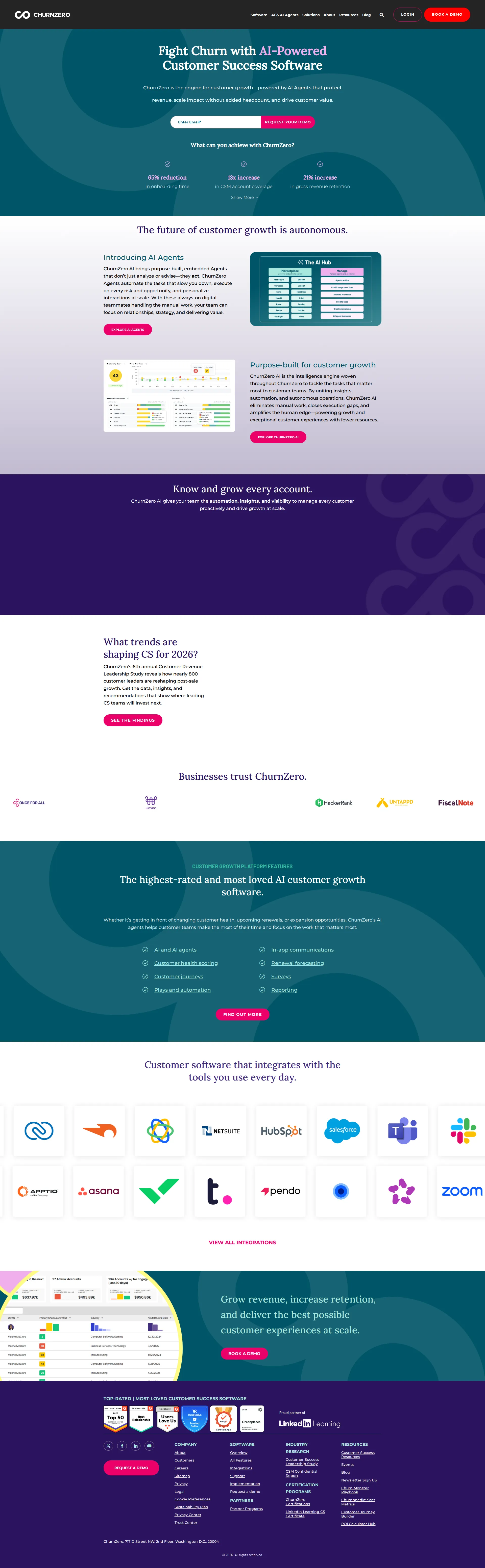 ChurnZero pricing page screenshot