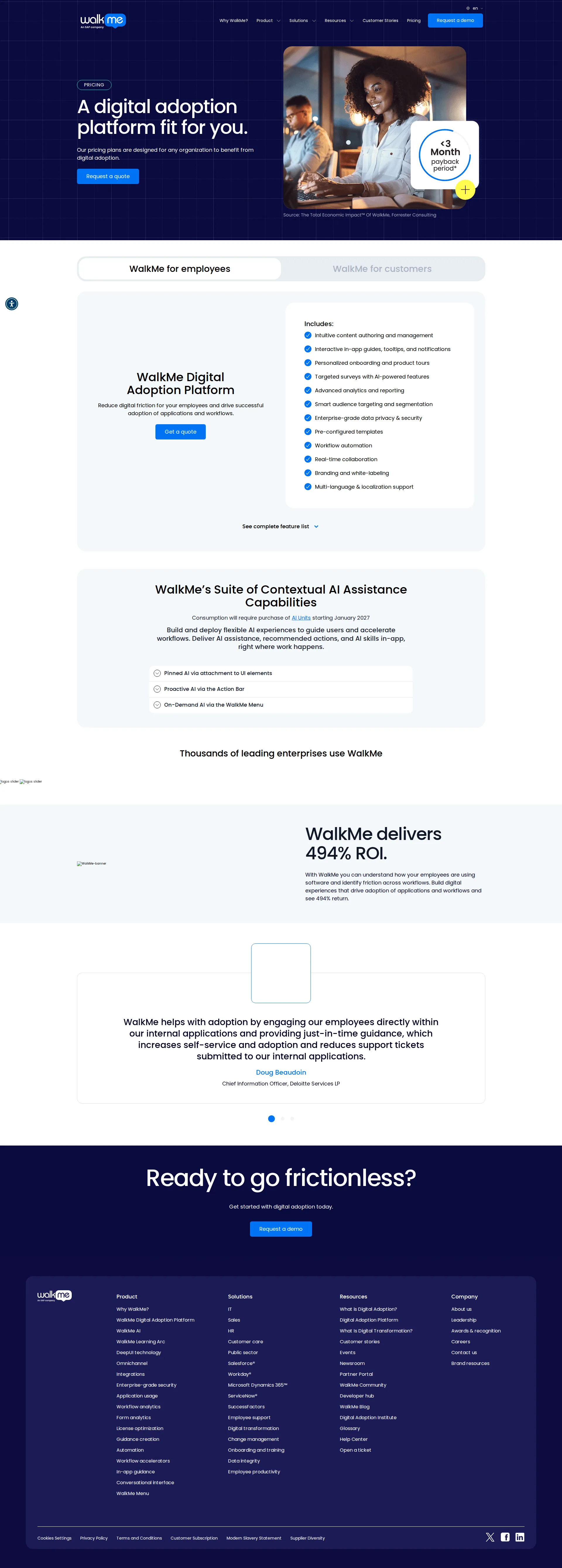 WalkMe pricing page screenshot