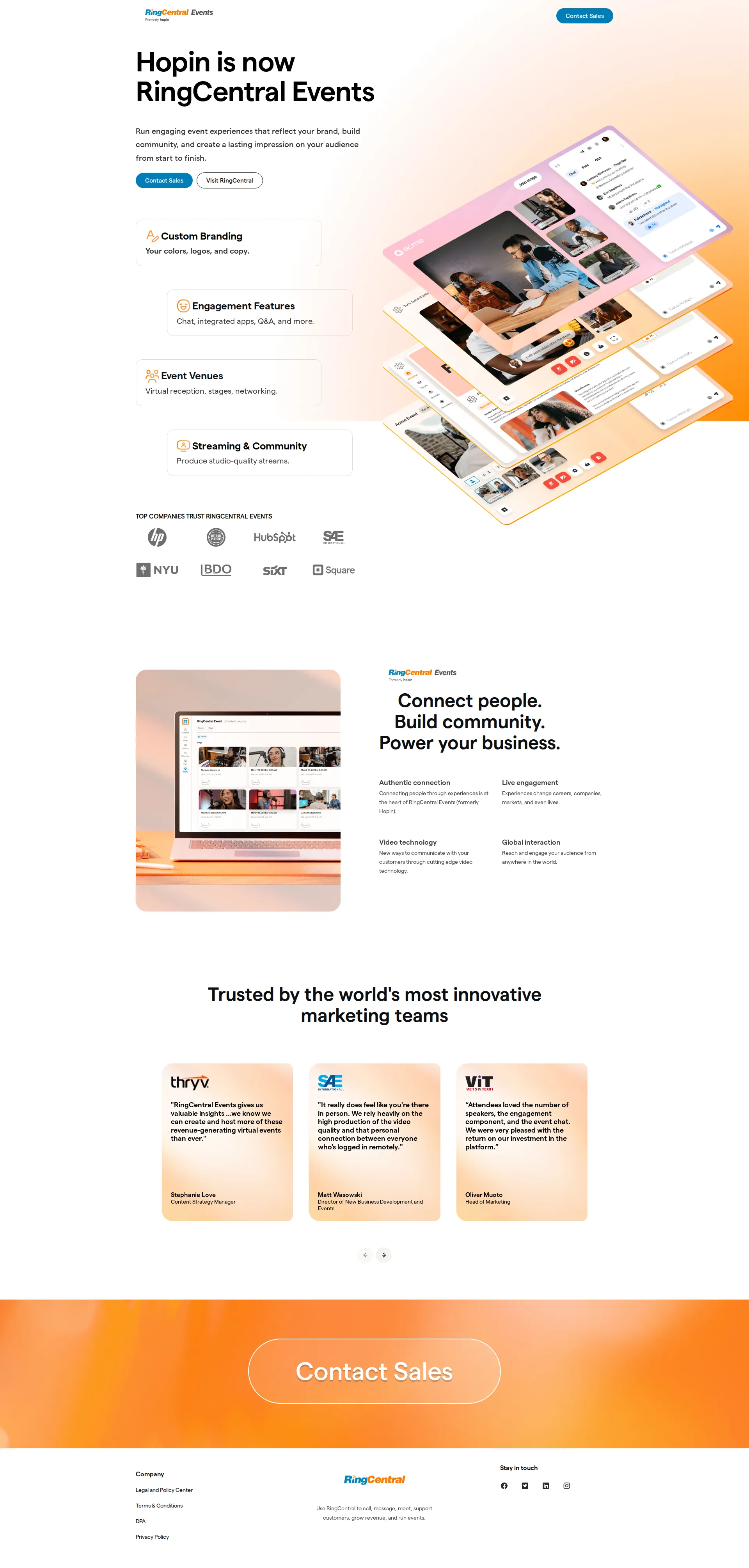 Hopin pricing page screenshot