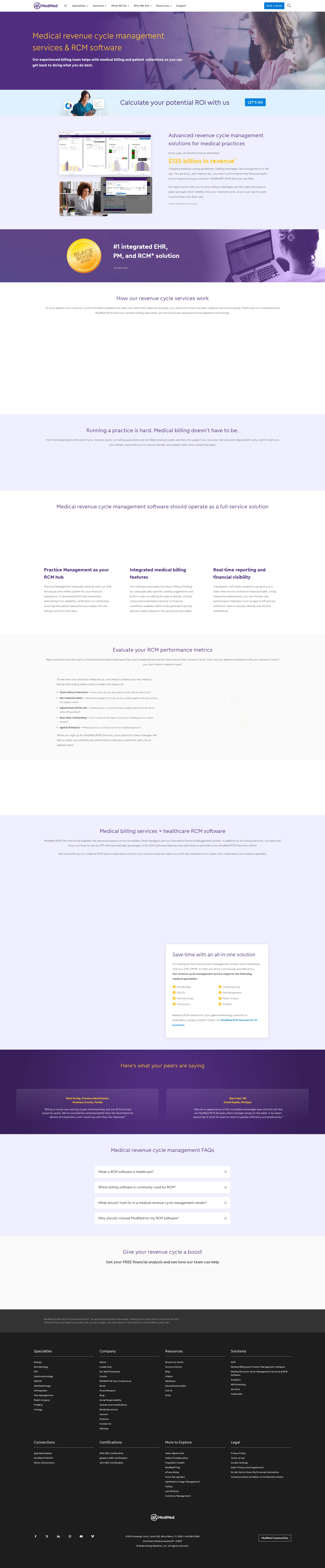 ModMed pricing page screenshot