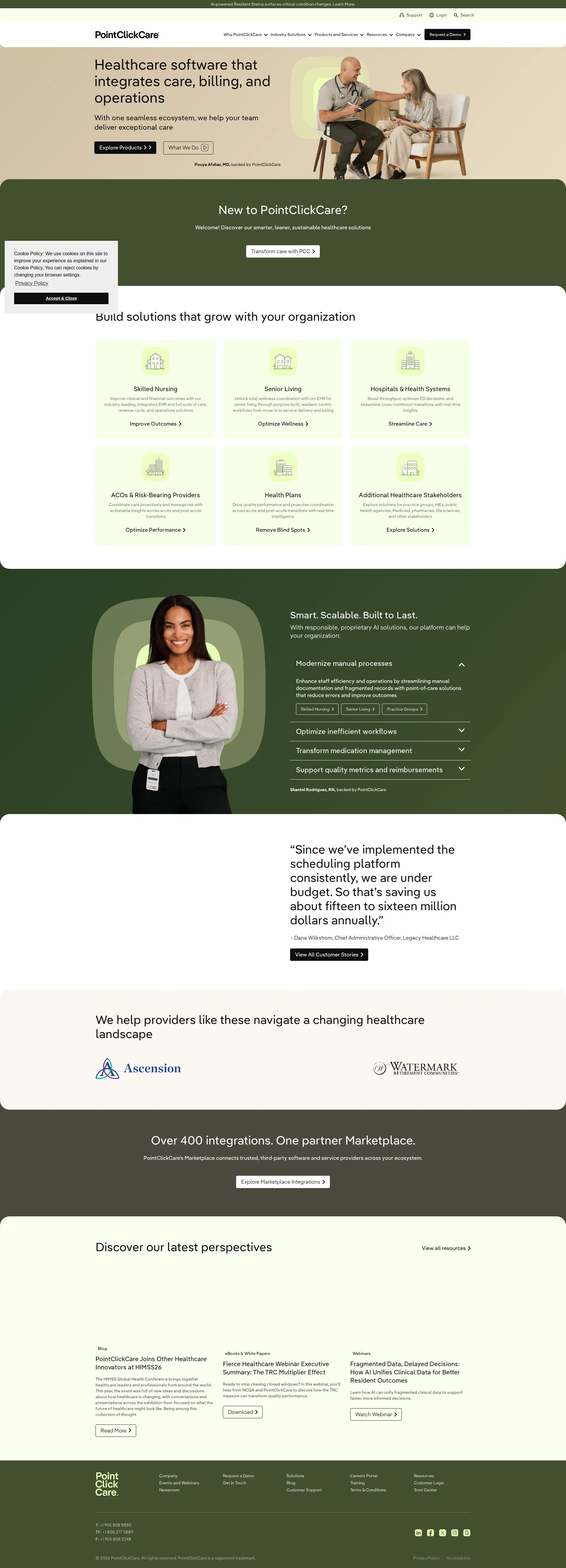 PointClickCare pricing page screenshot