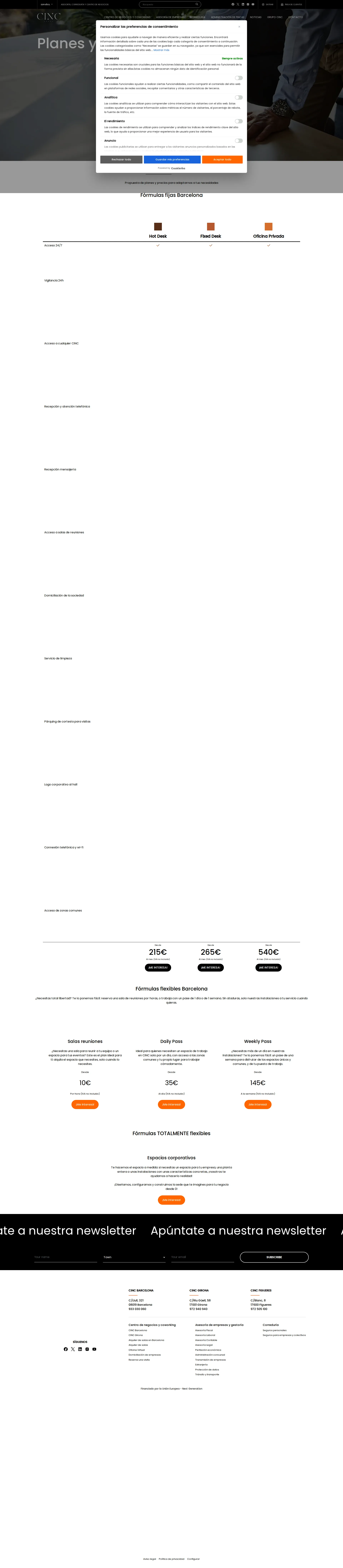 CINC pricing page screenshot