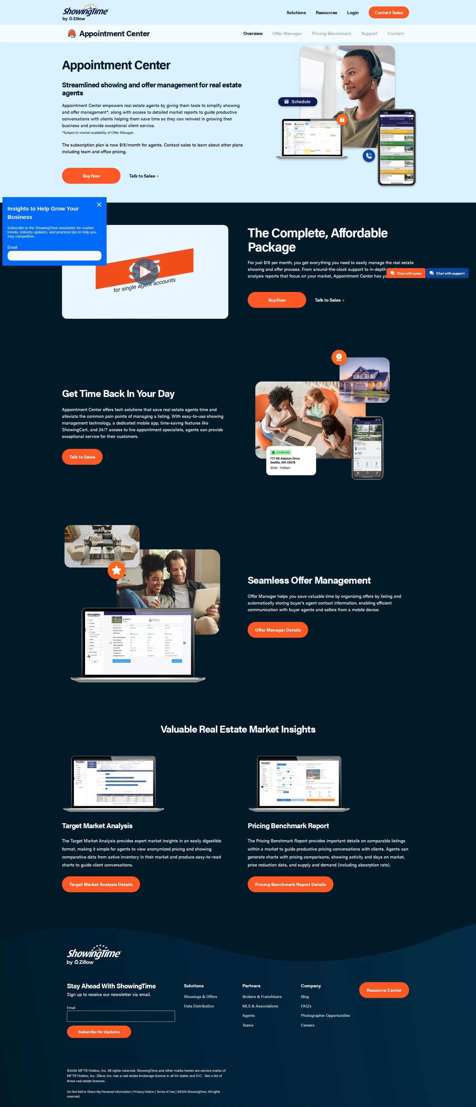 Showingtime pricing page screenshot