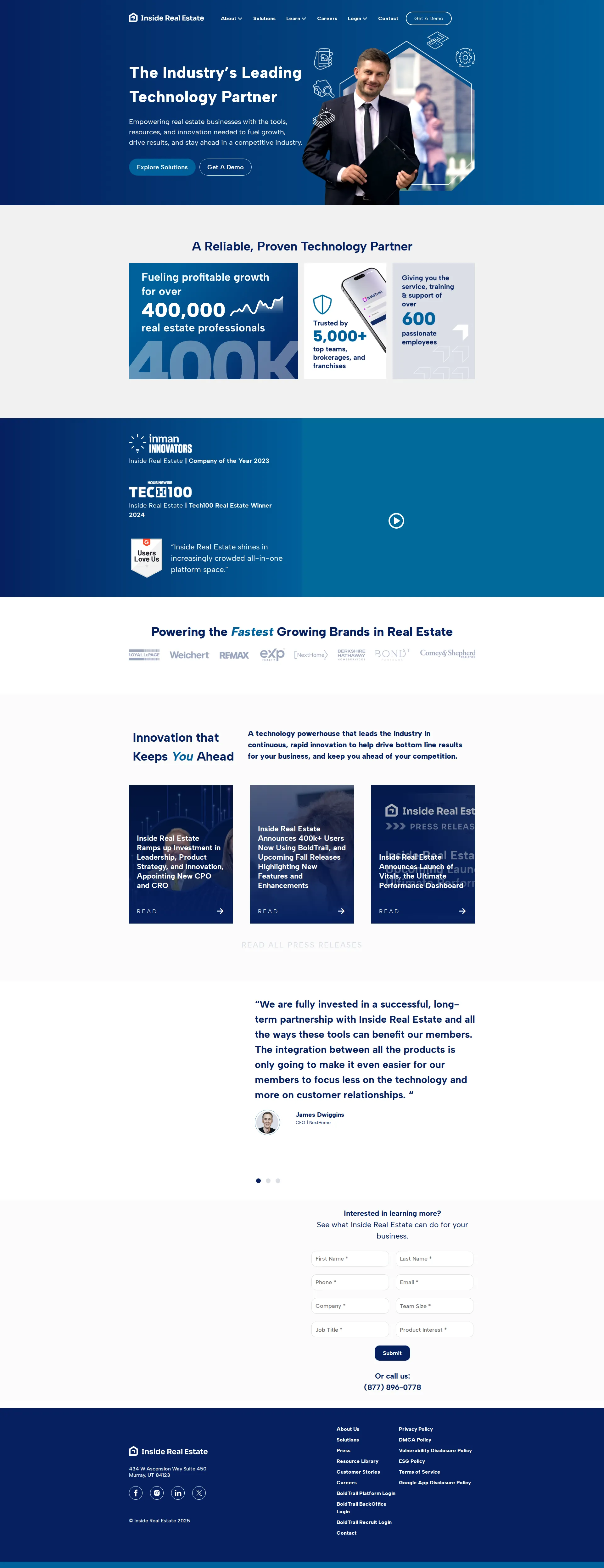 Inside Real Estate pricing page screenshot