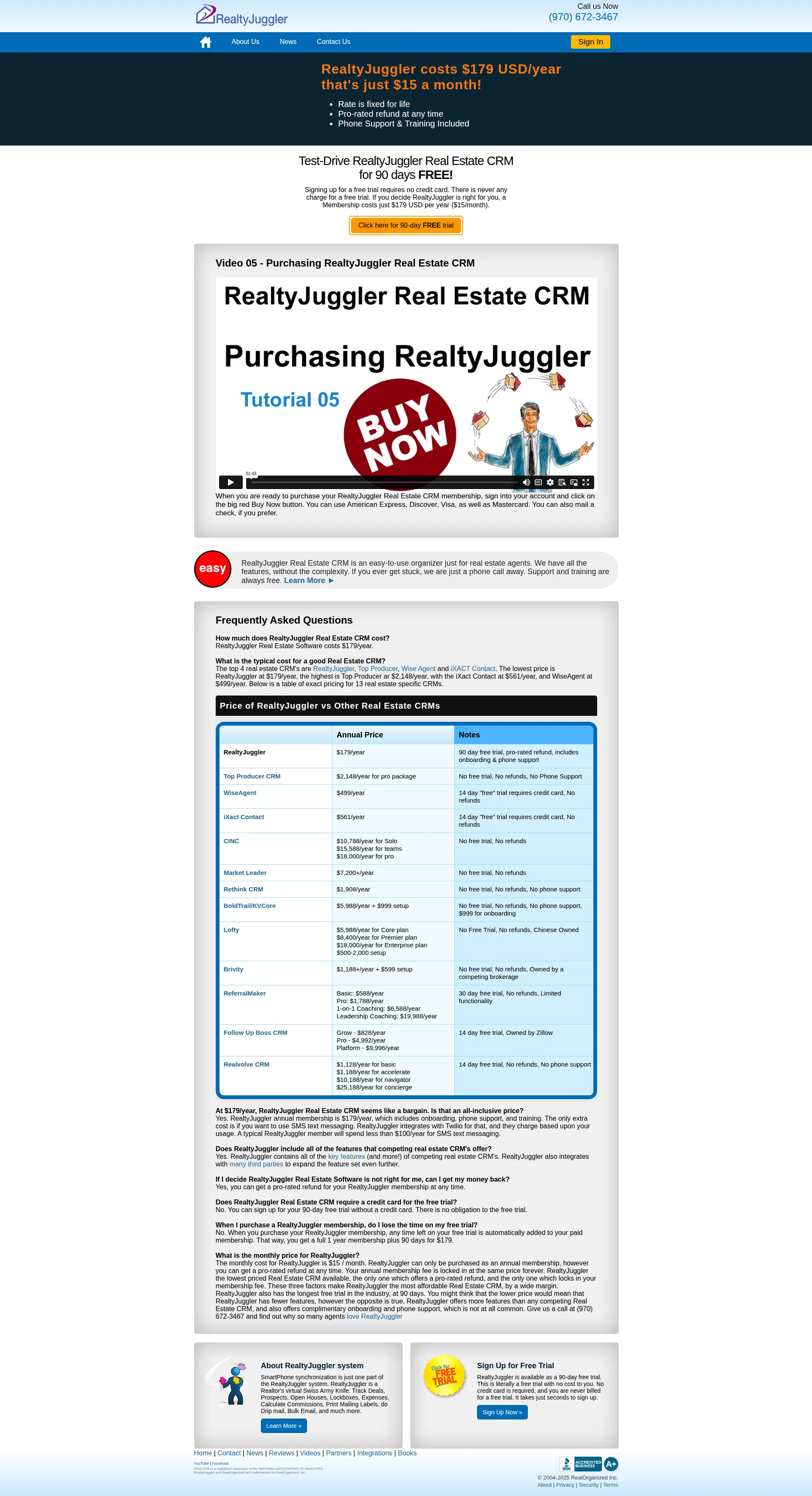 RealtyJuggler pricing page screenshot