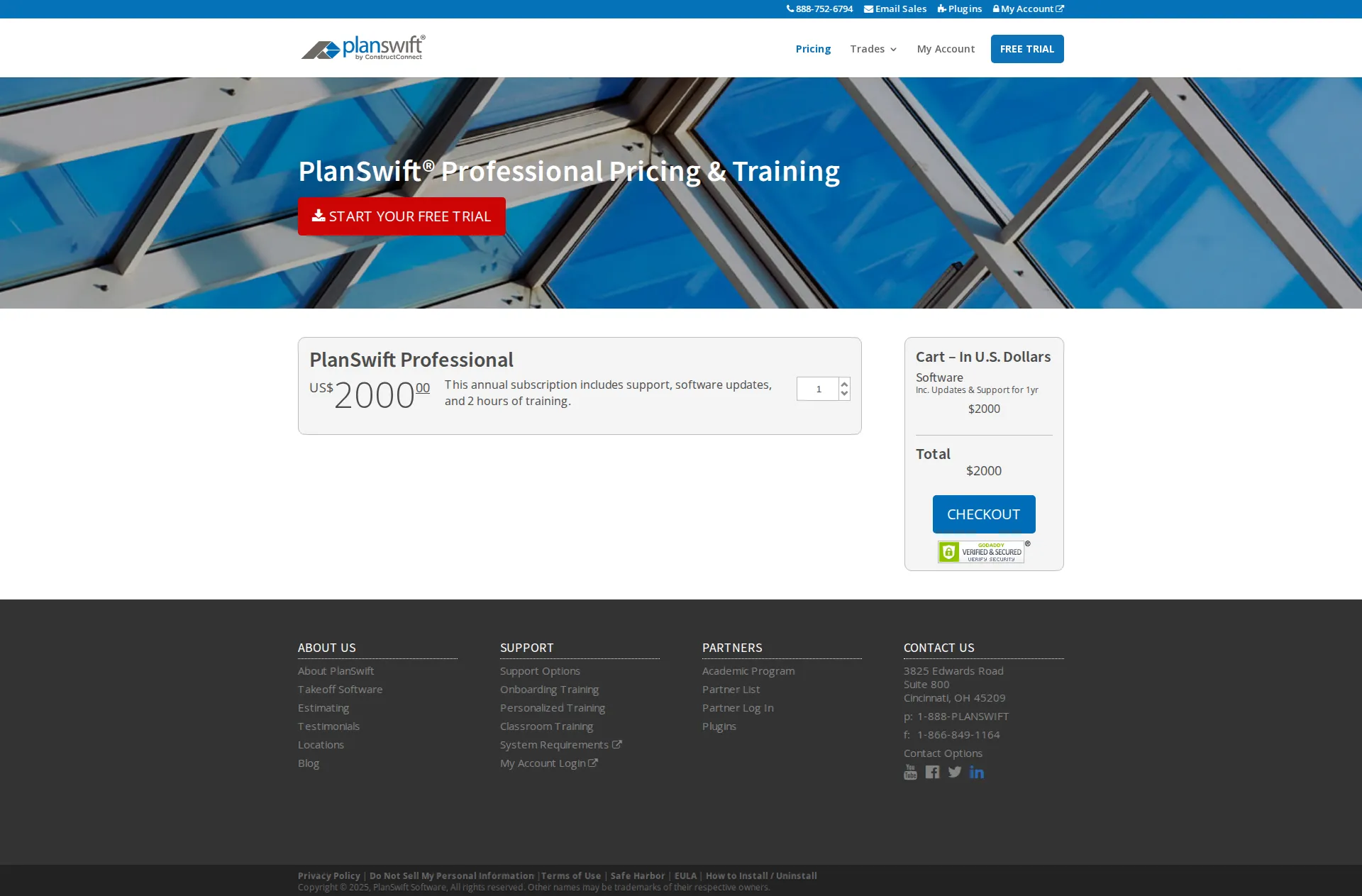 PlanSwift Pro pricing page screenshot