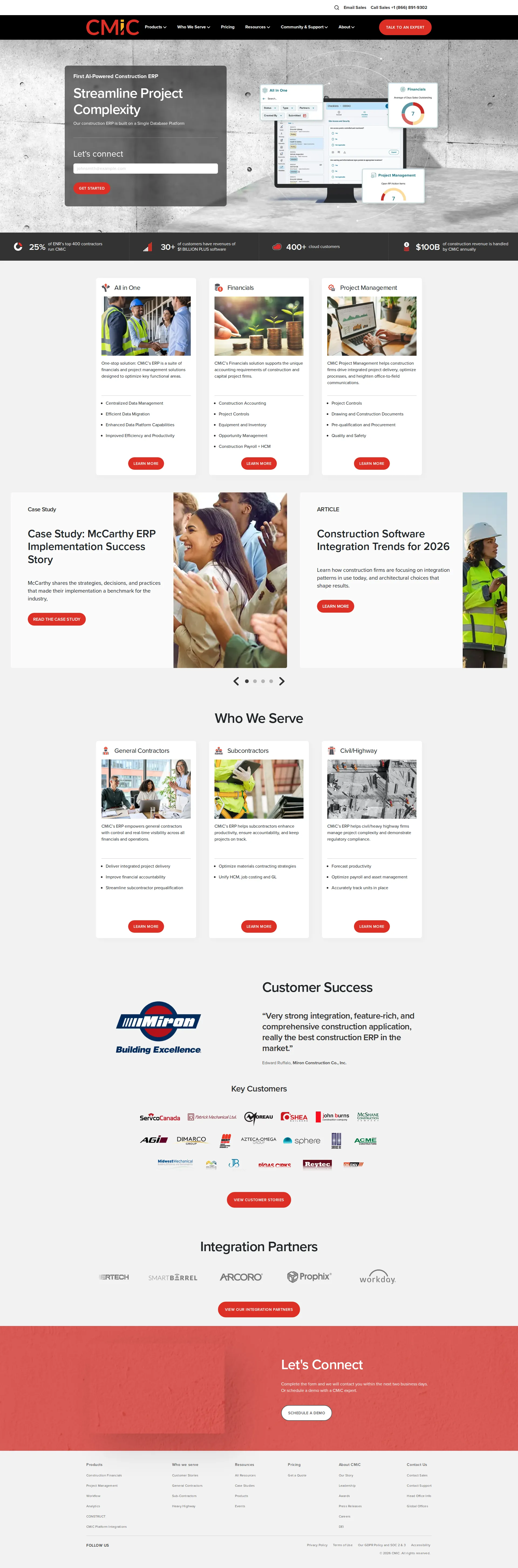CMiC pricing page screenshot