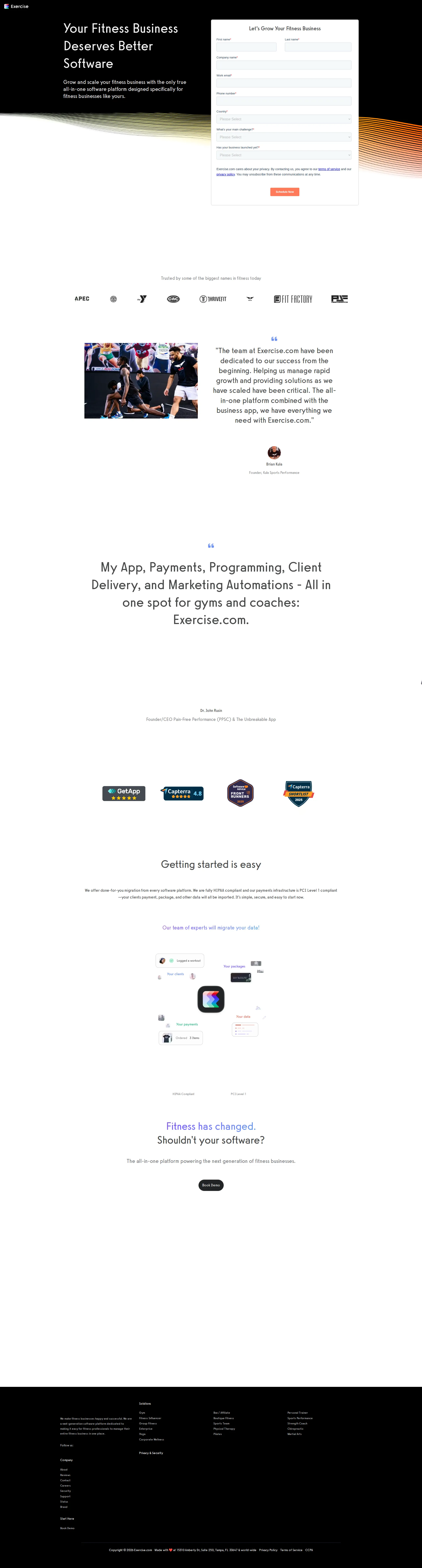 Exercise.com Pro pricing page screenshot