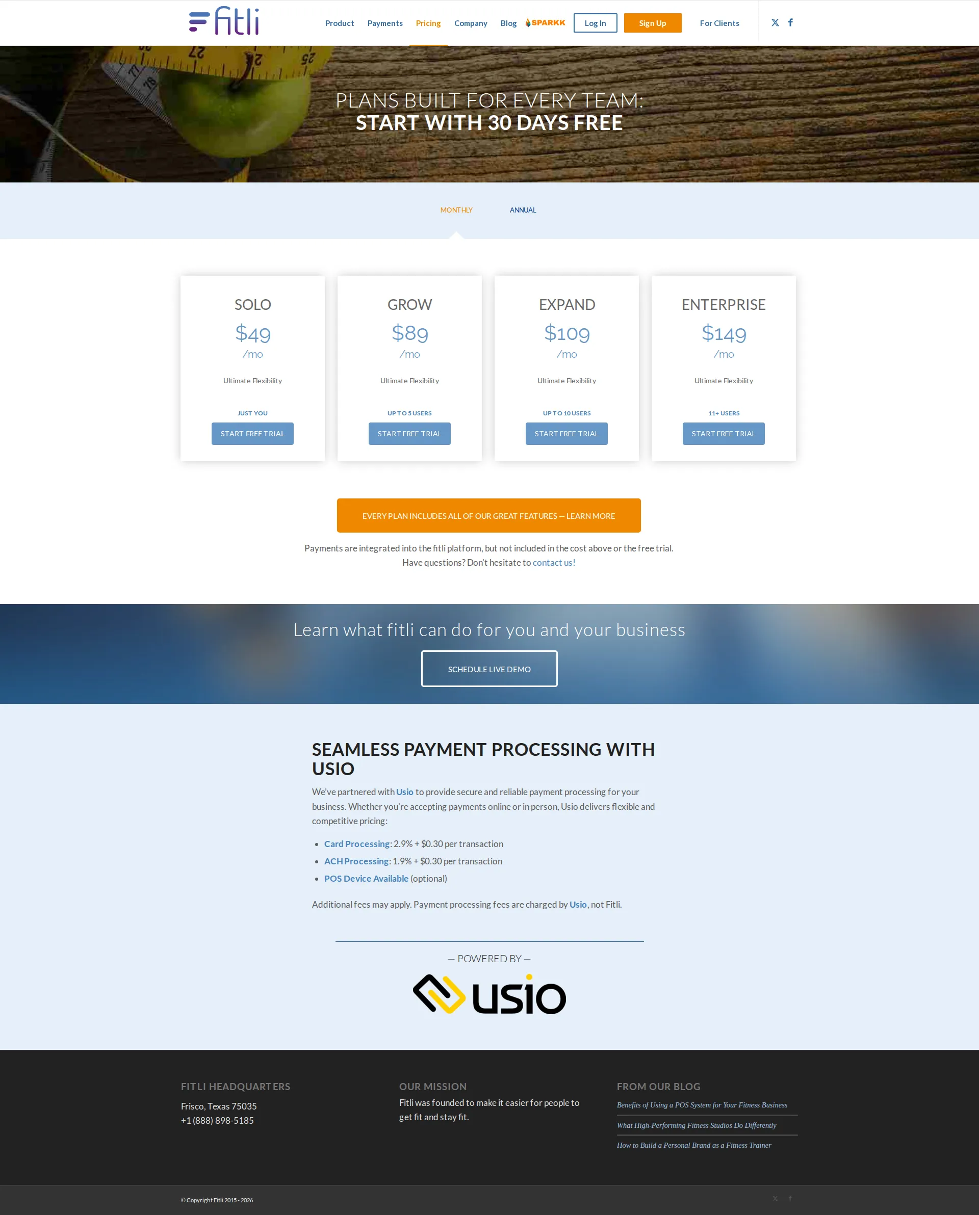Fitli pricing page screenshot