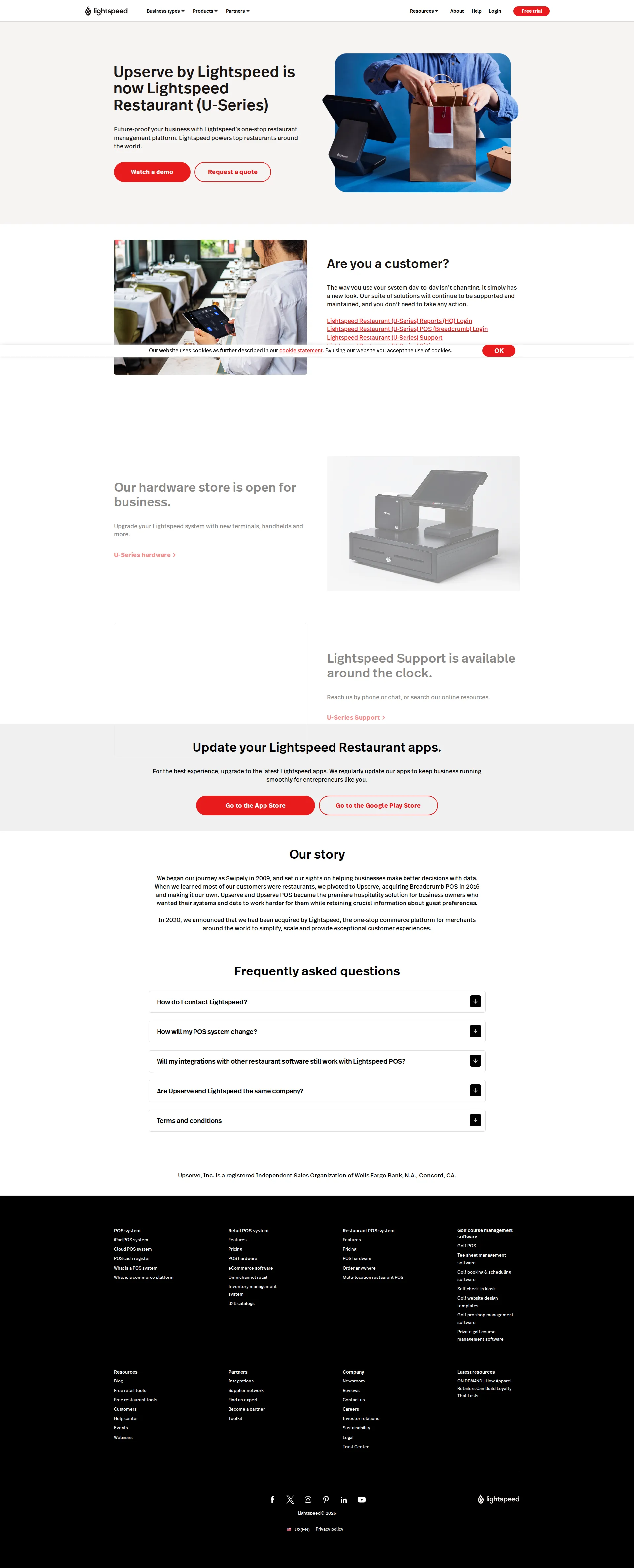 Upserve POS pricing page screenshot