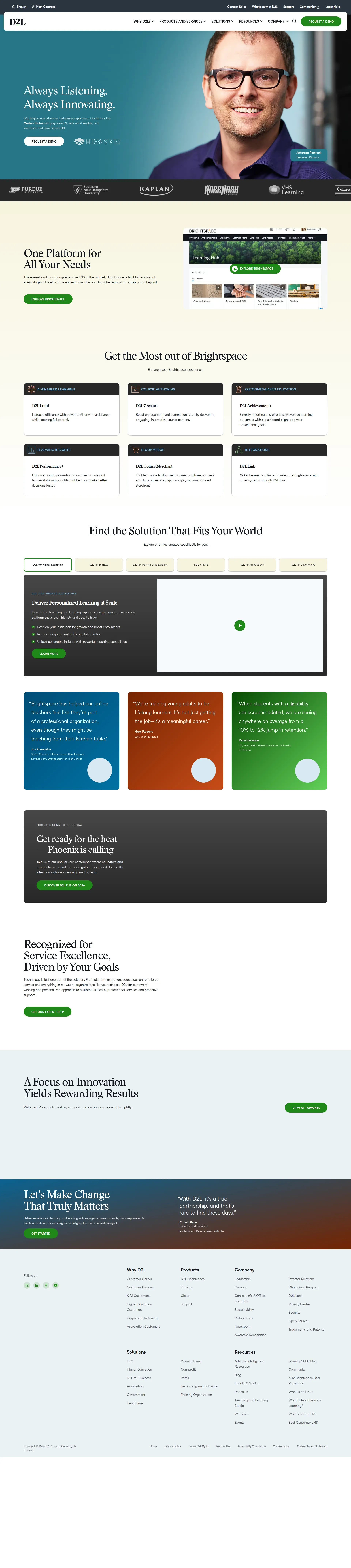 Brightspace D2L pricing page screenshot
