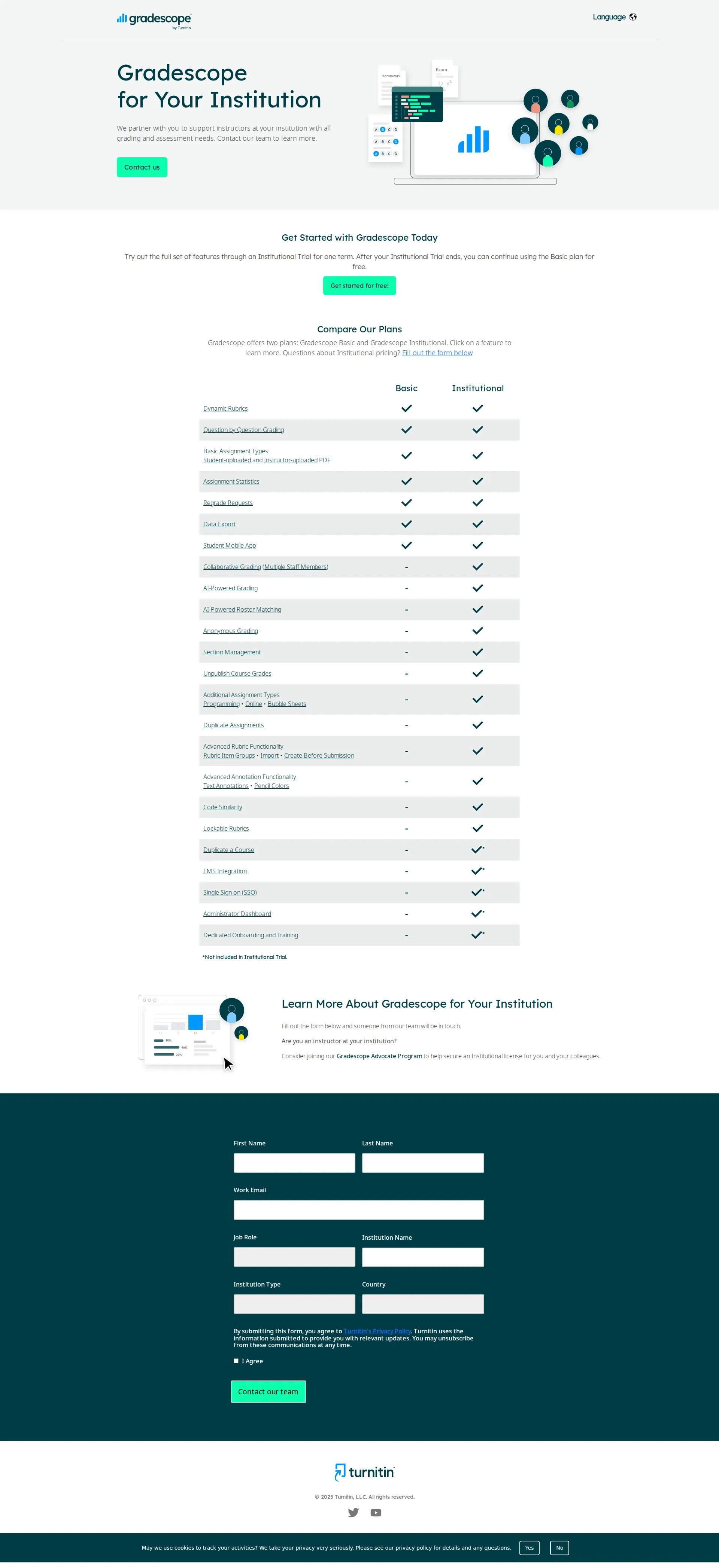 Gradescope pricing page screenshot