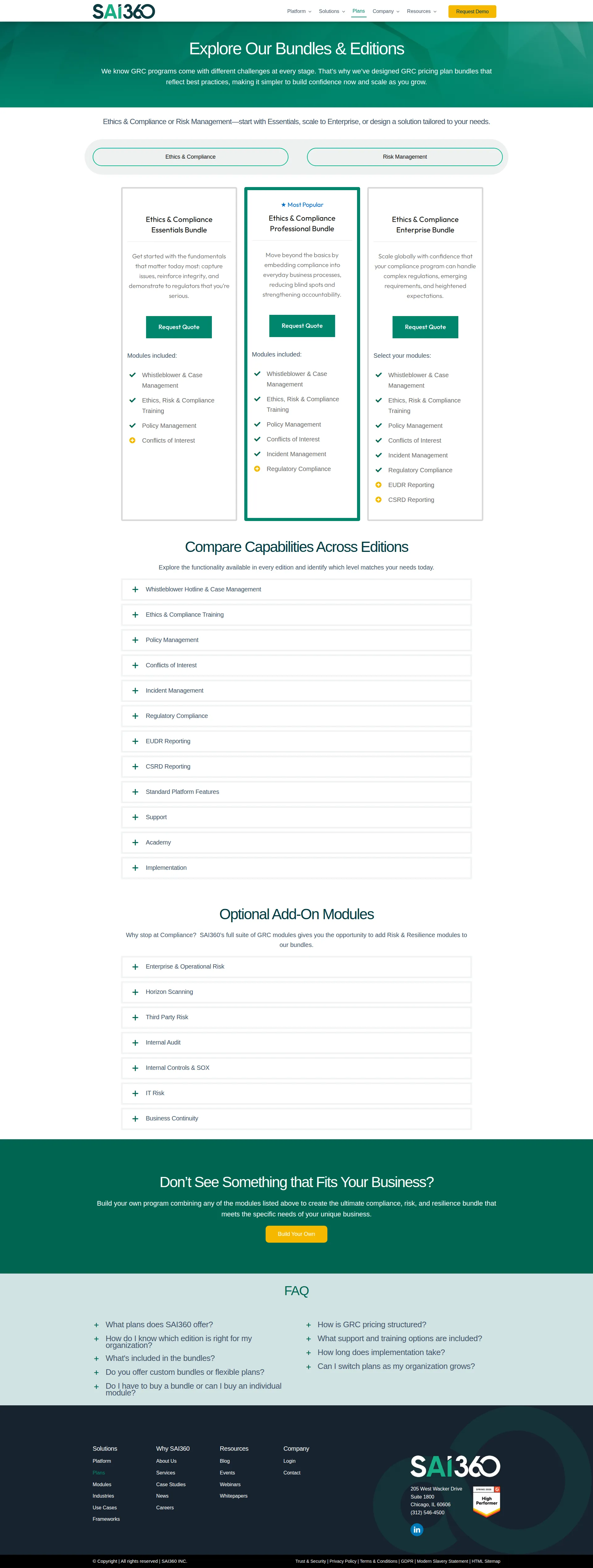 SAI360 pricing page screenshot
