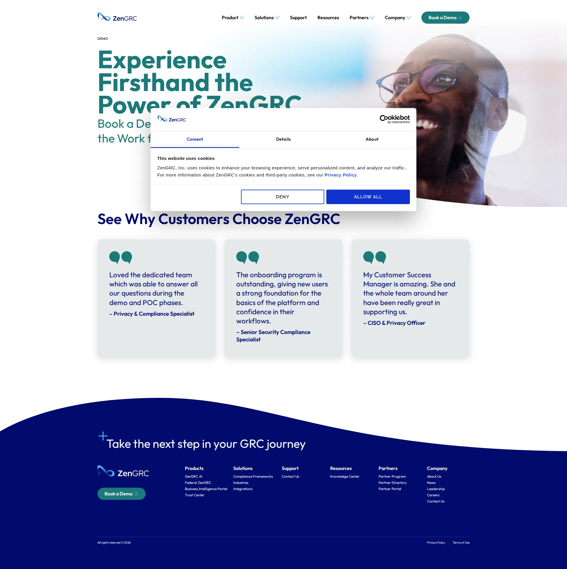 ZenGRC pricing page screenshot