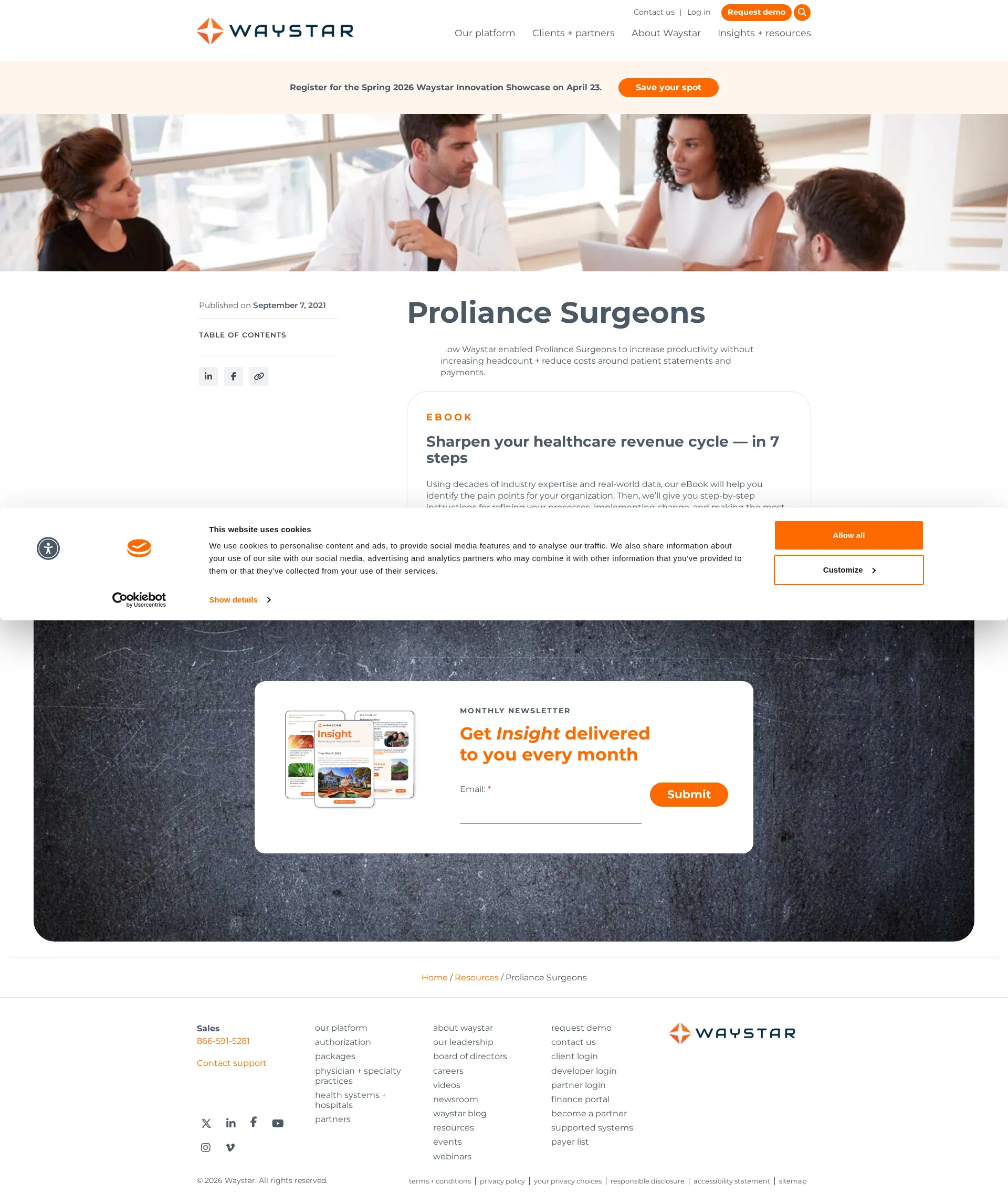 Waystar pricing page screenshot