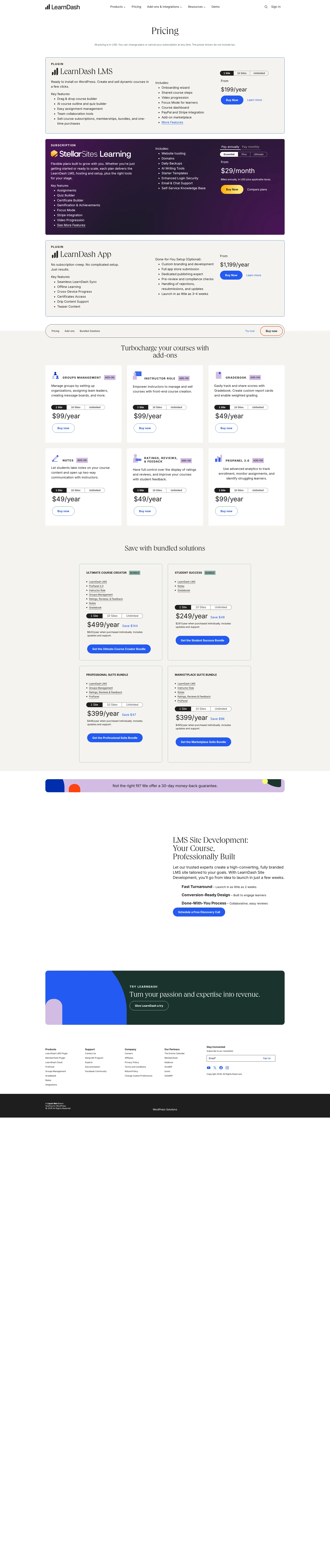 LearnDash pricing page screenshot