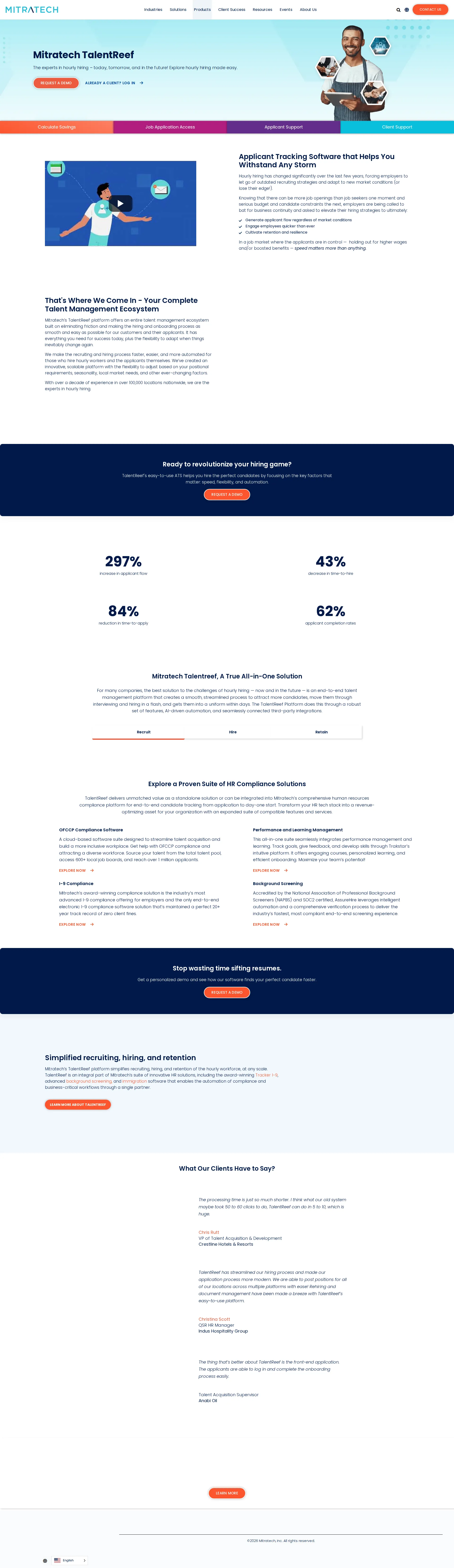 TalentReef pricing page screenshot
