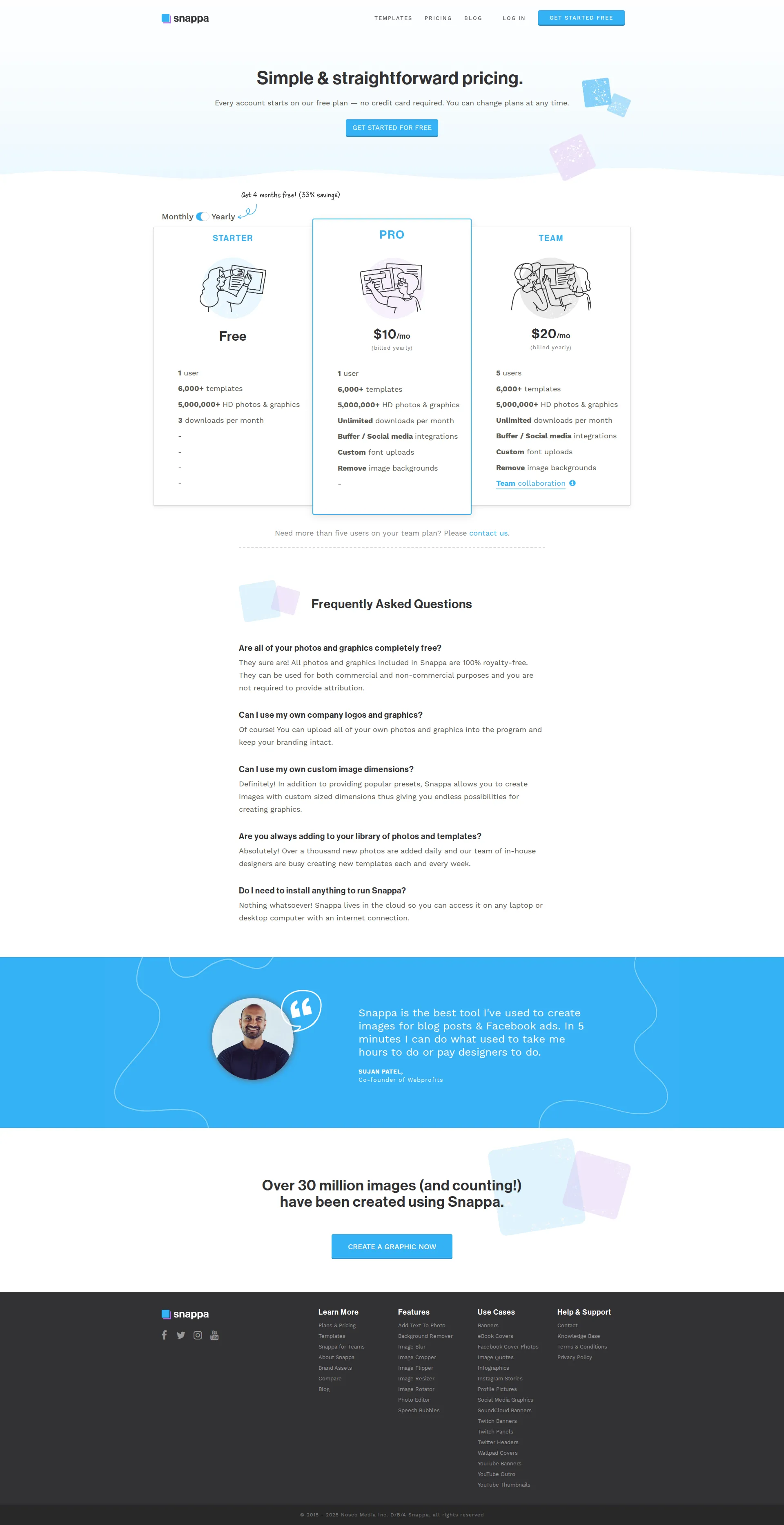 Snappa pricing page screenshot